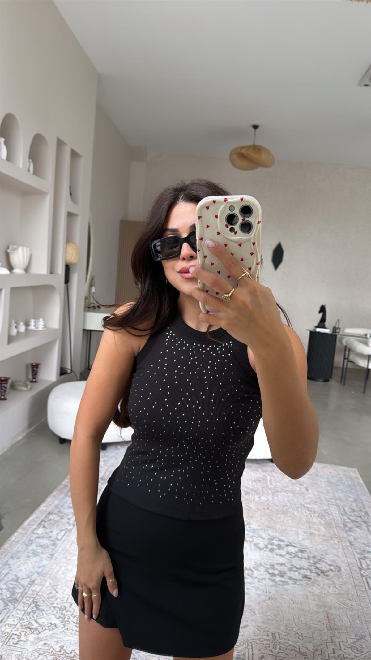 Siyah Taşlı Ribana Atlet