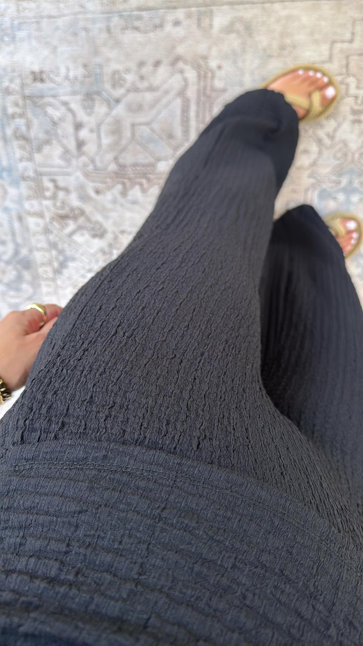 Siyah Tek Omuz Gofre Takım