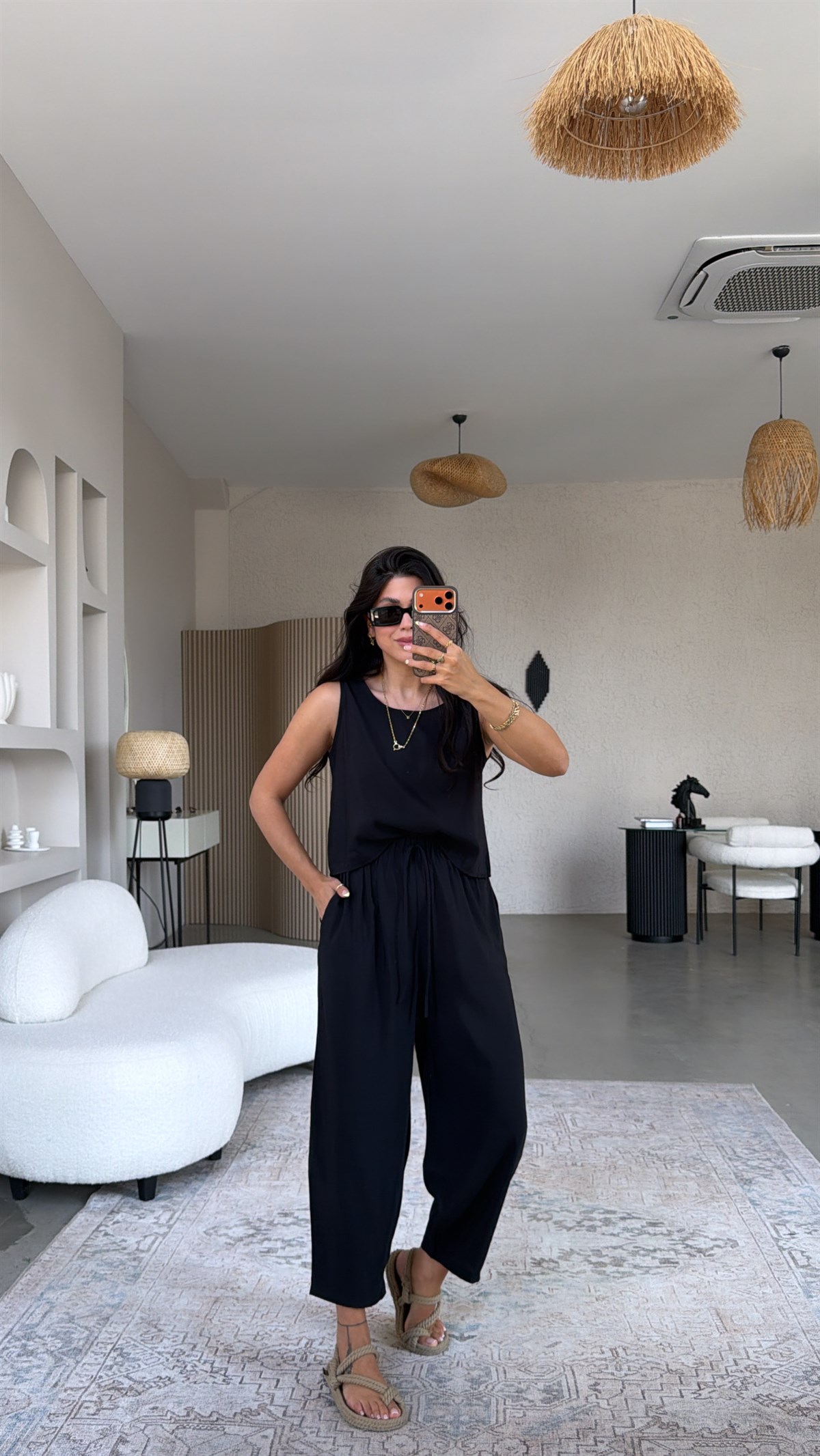 Siyah Tensel Atlet Pantolon Basic Takım