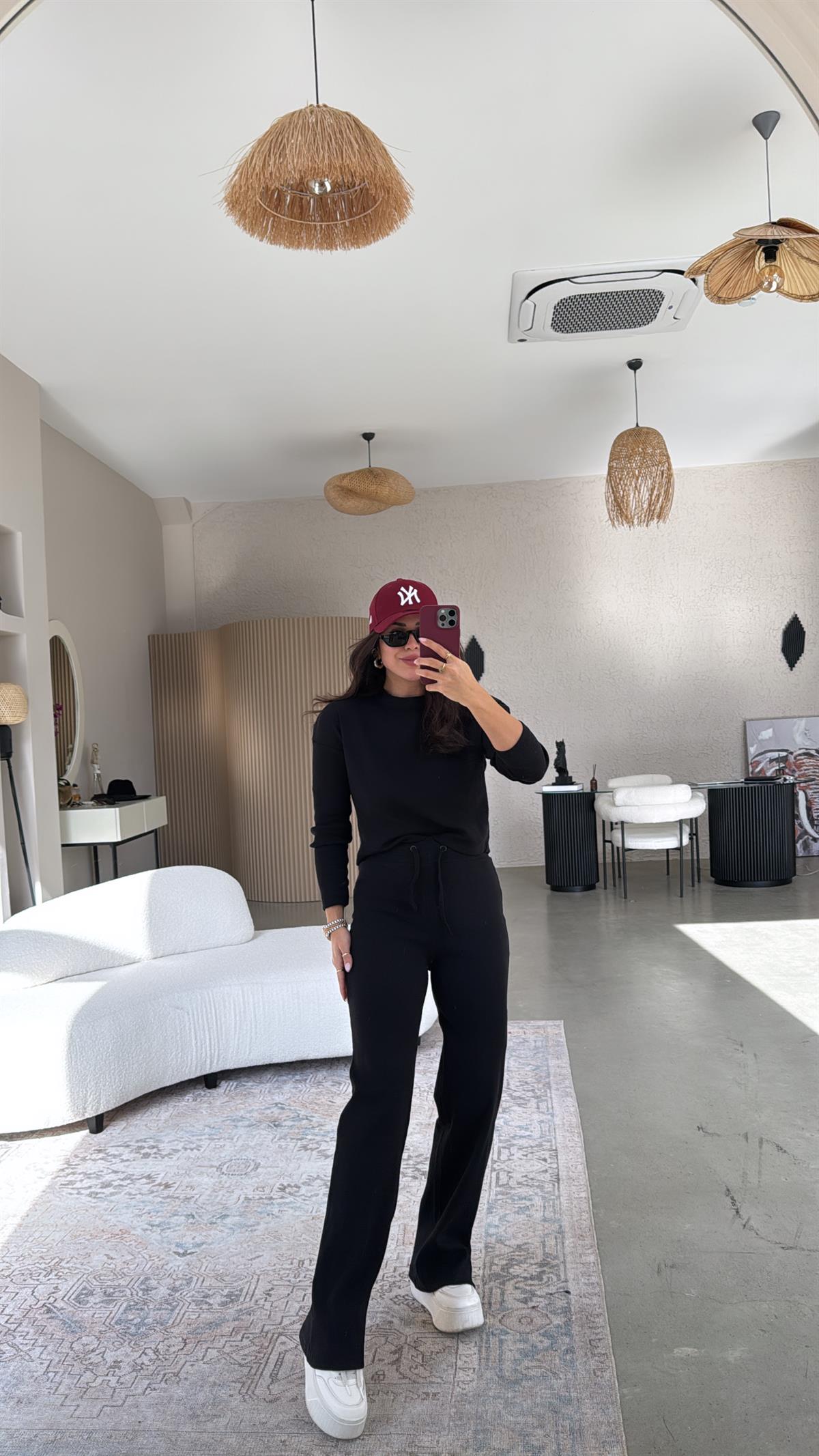 Siyah Uzun Kollu Fitilli Takım