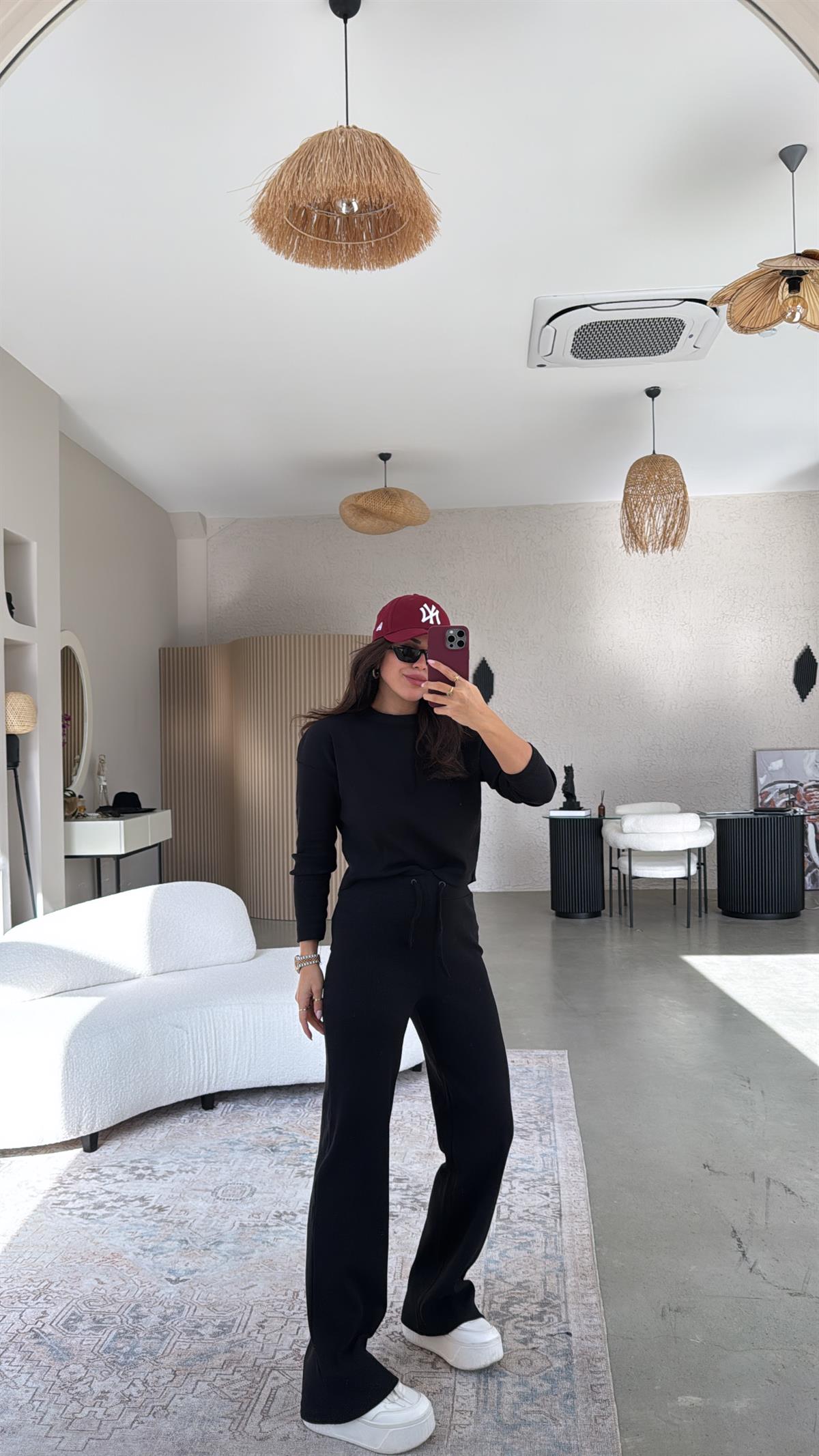 Siyah Uzun Kollu Fitilli Takım