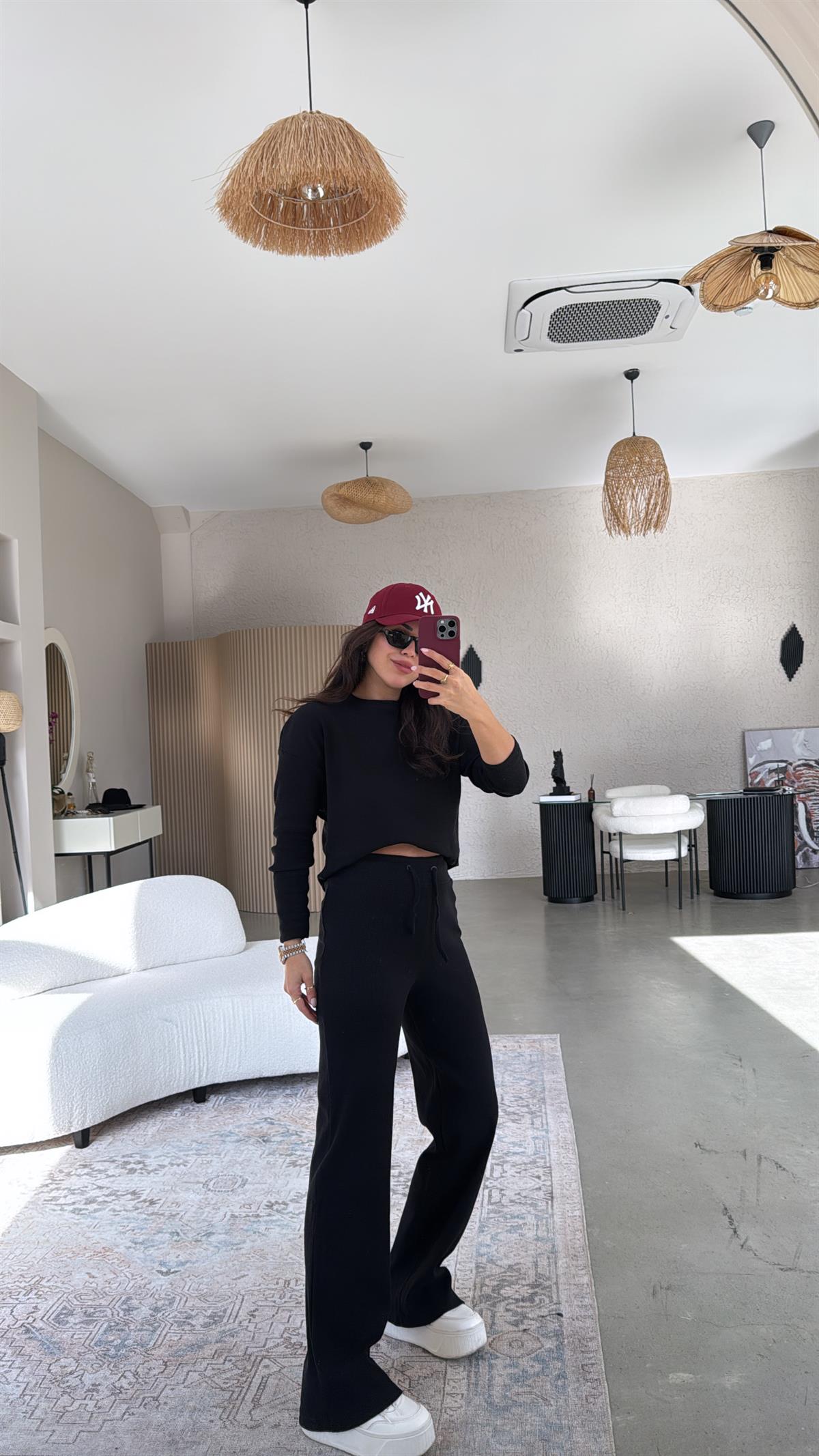 Siyah Uzun Kollu Fitilli Takım