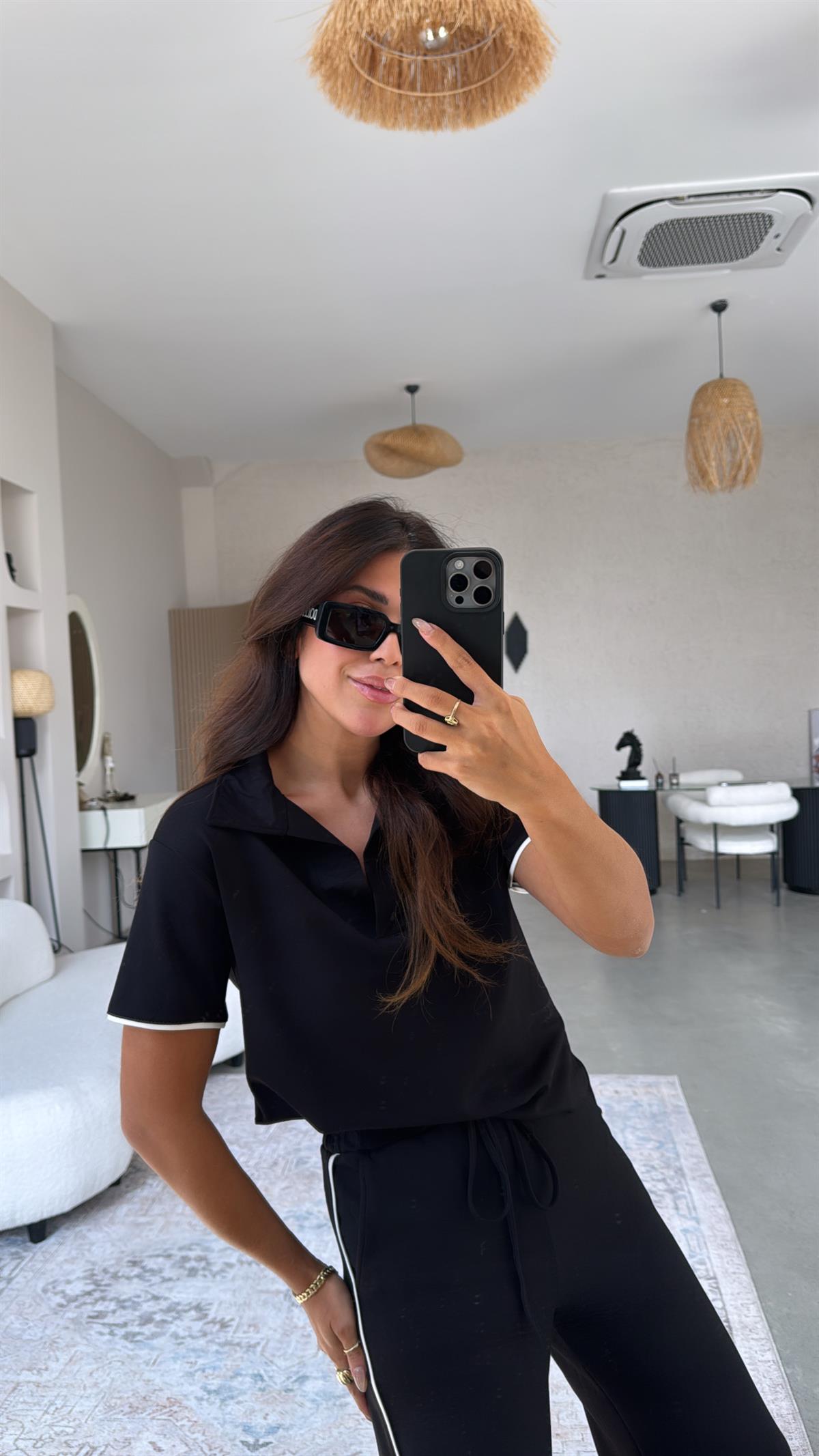 Siyah Yakalı Biyeli Modal Takım