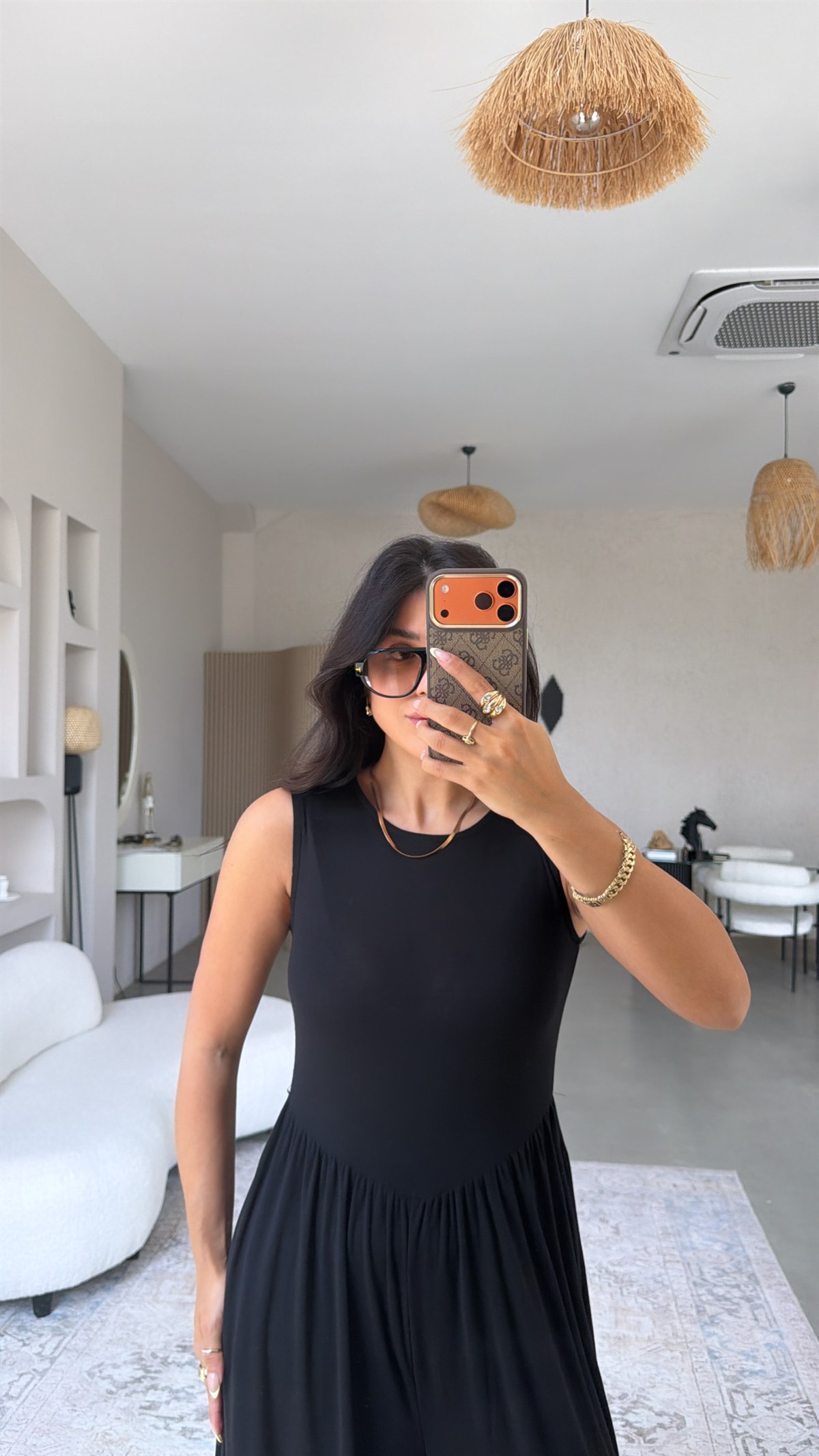 Siyah Yumuşak Salaş Şalvar Tulum