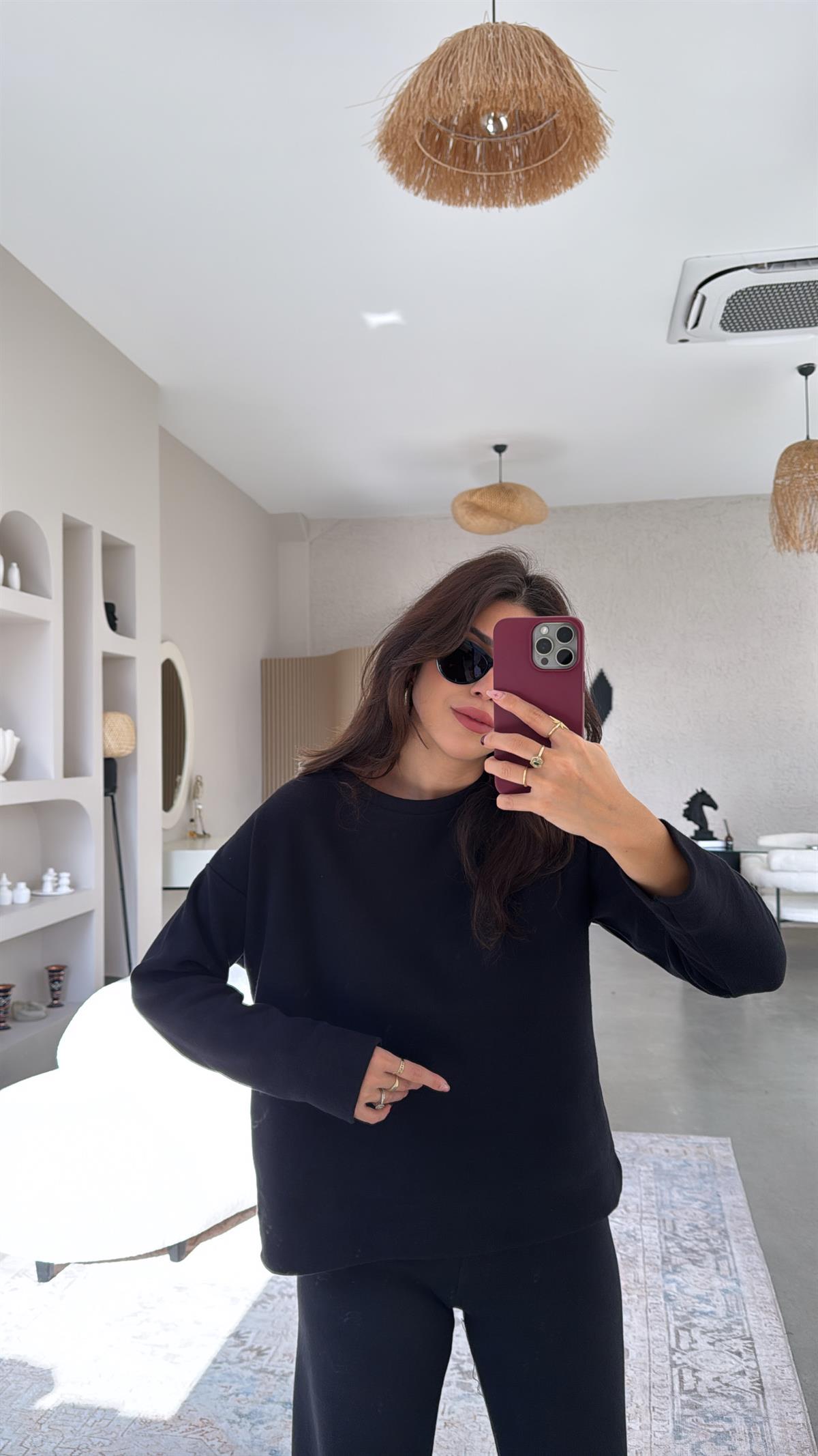 Siyah Yüzde Yüz Pamuk Takım