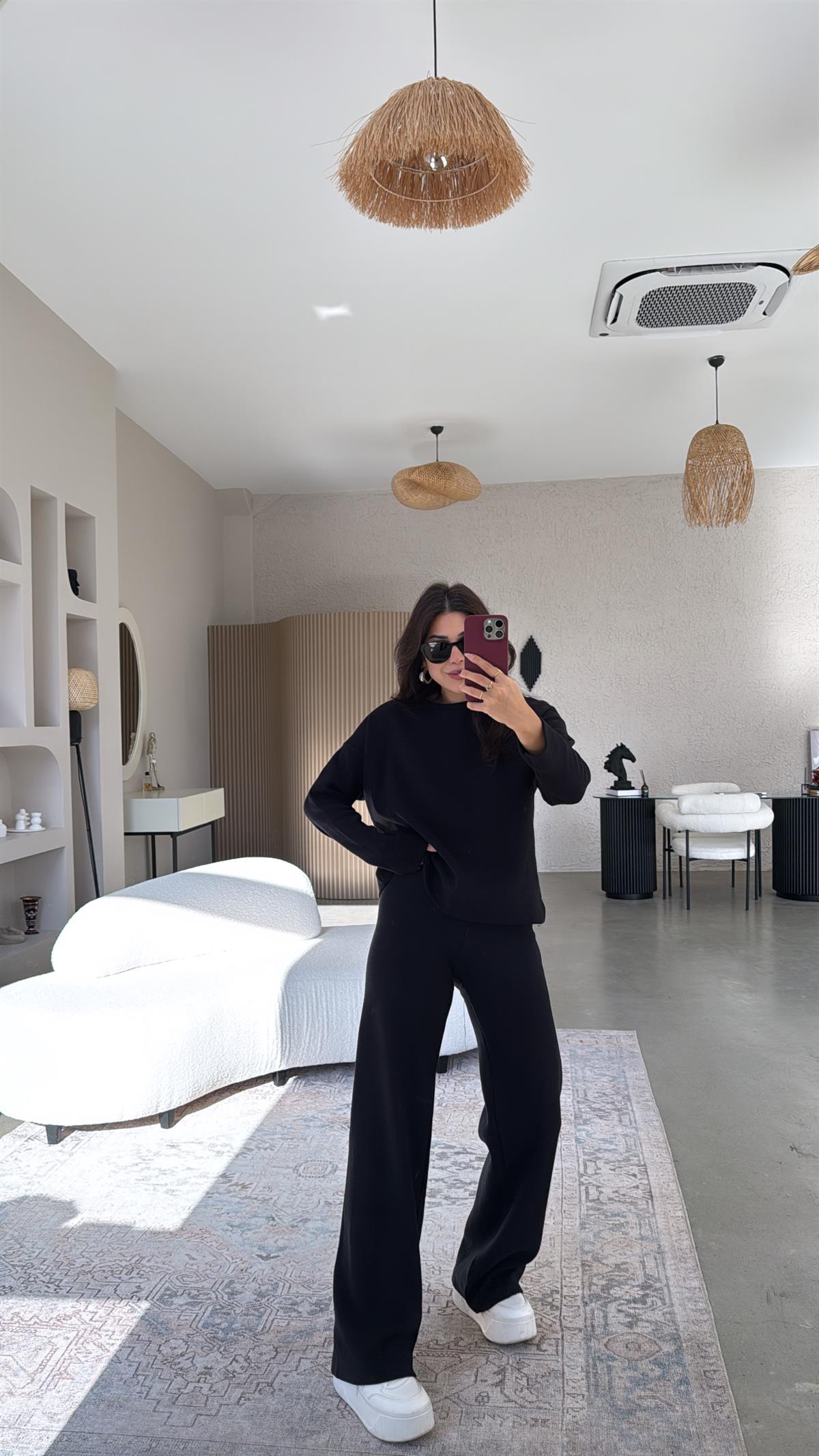 Siyah Yüzde Yüz Pamuk Takım