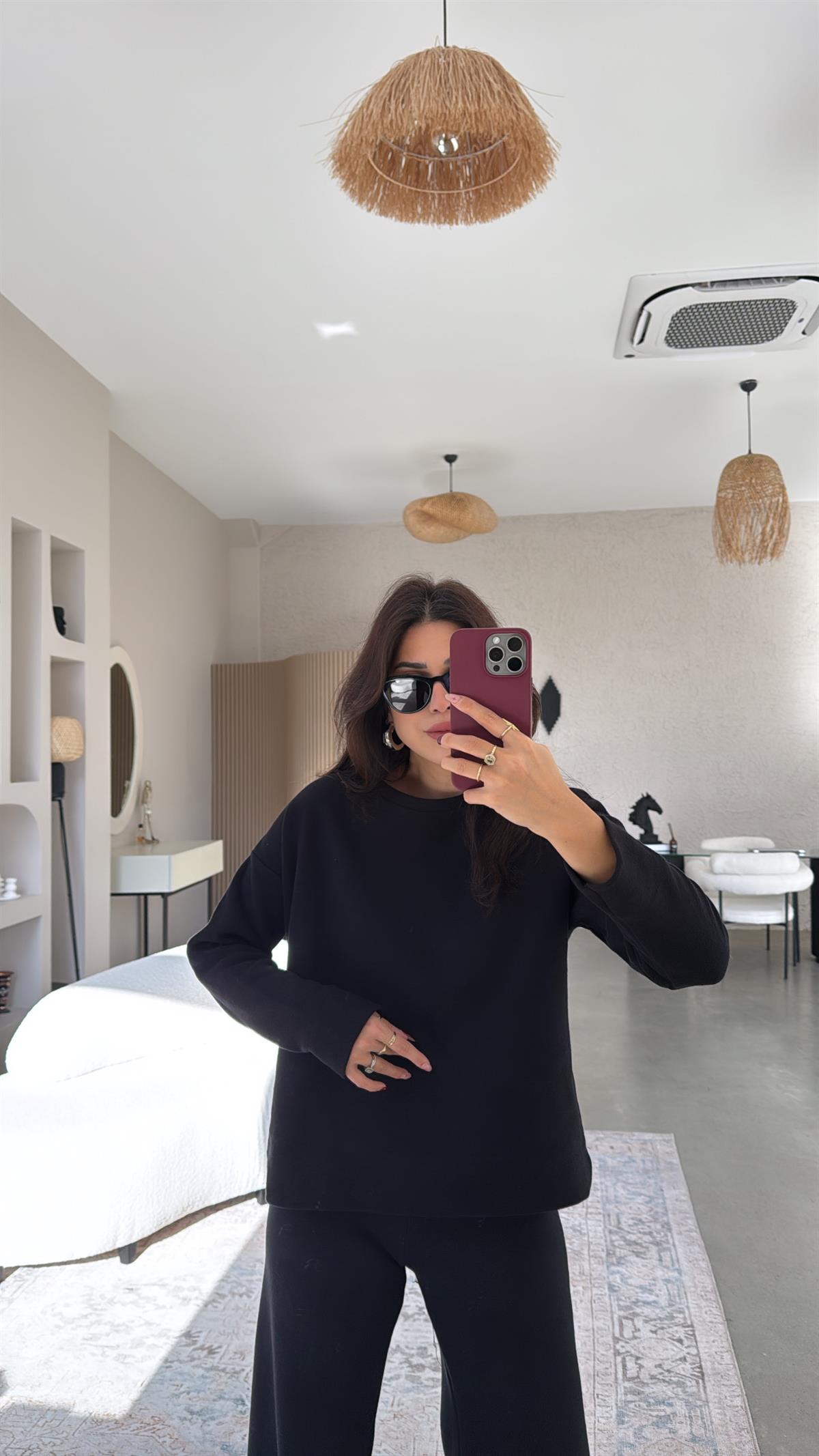 Siyah Yüzde Yüz Pamuk Takım