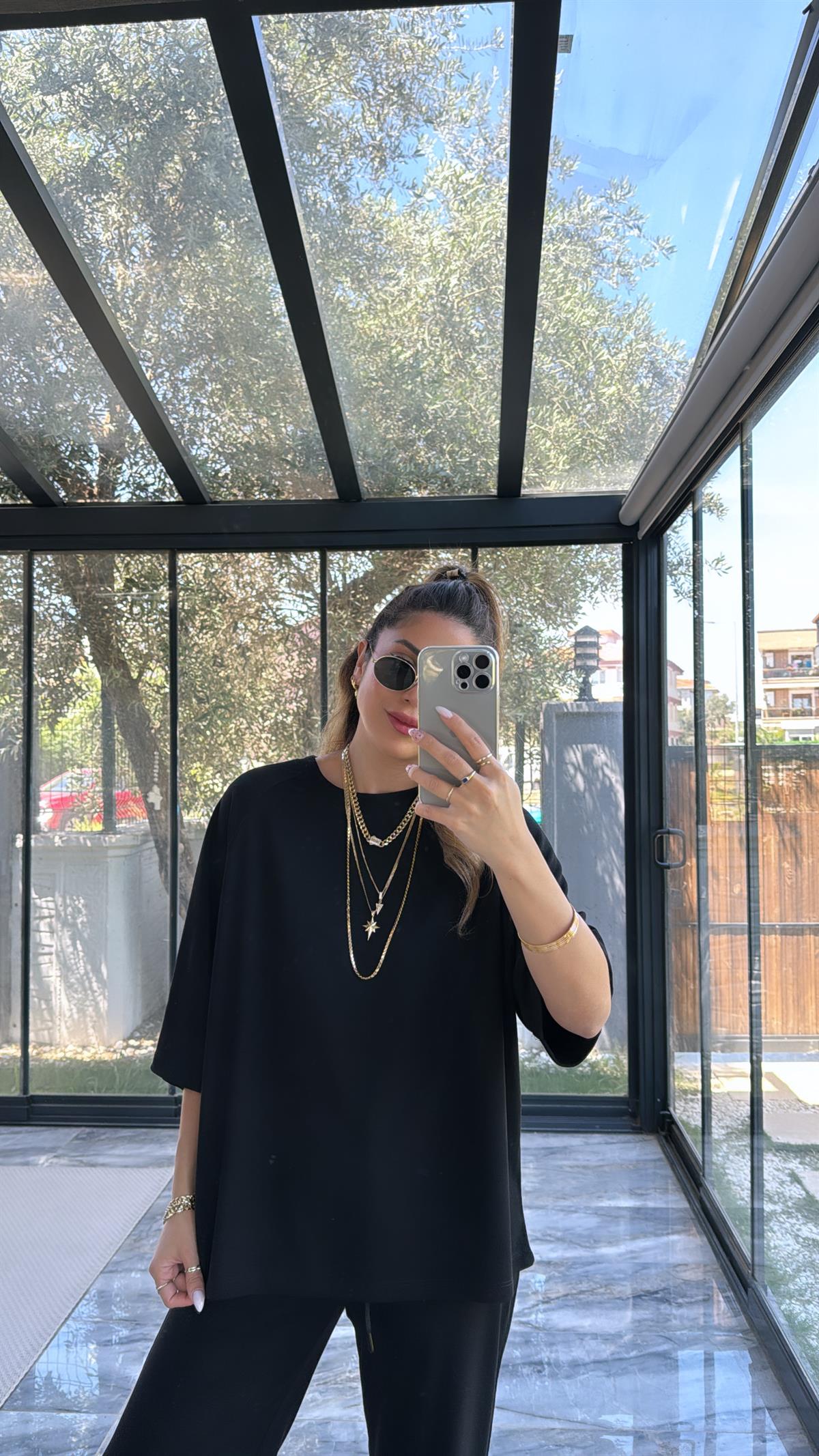 Siyah ZR Bol Paça Basic Takım