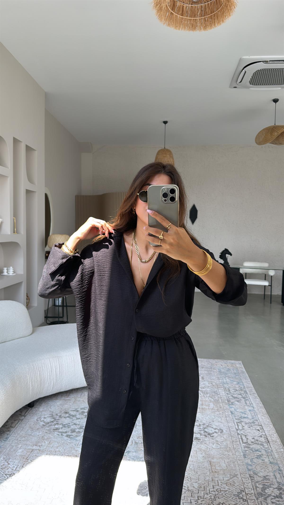 Siyah ZR Gömlek Pantolon Takım