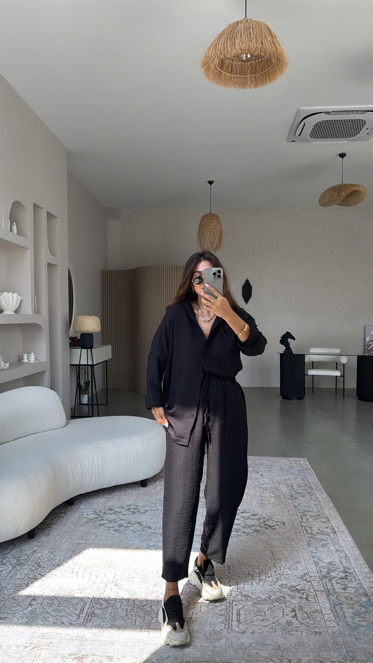 Siyah ZR Gömlek Pantolon Takım