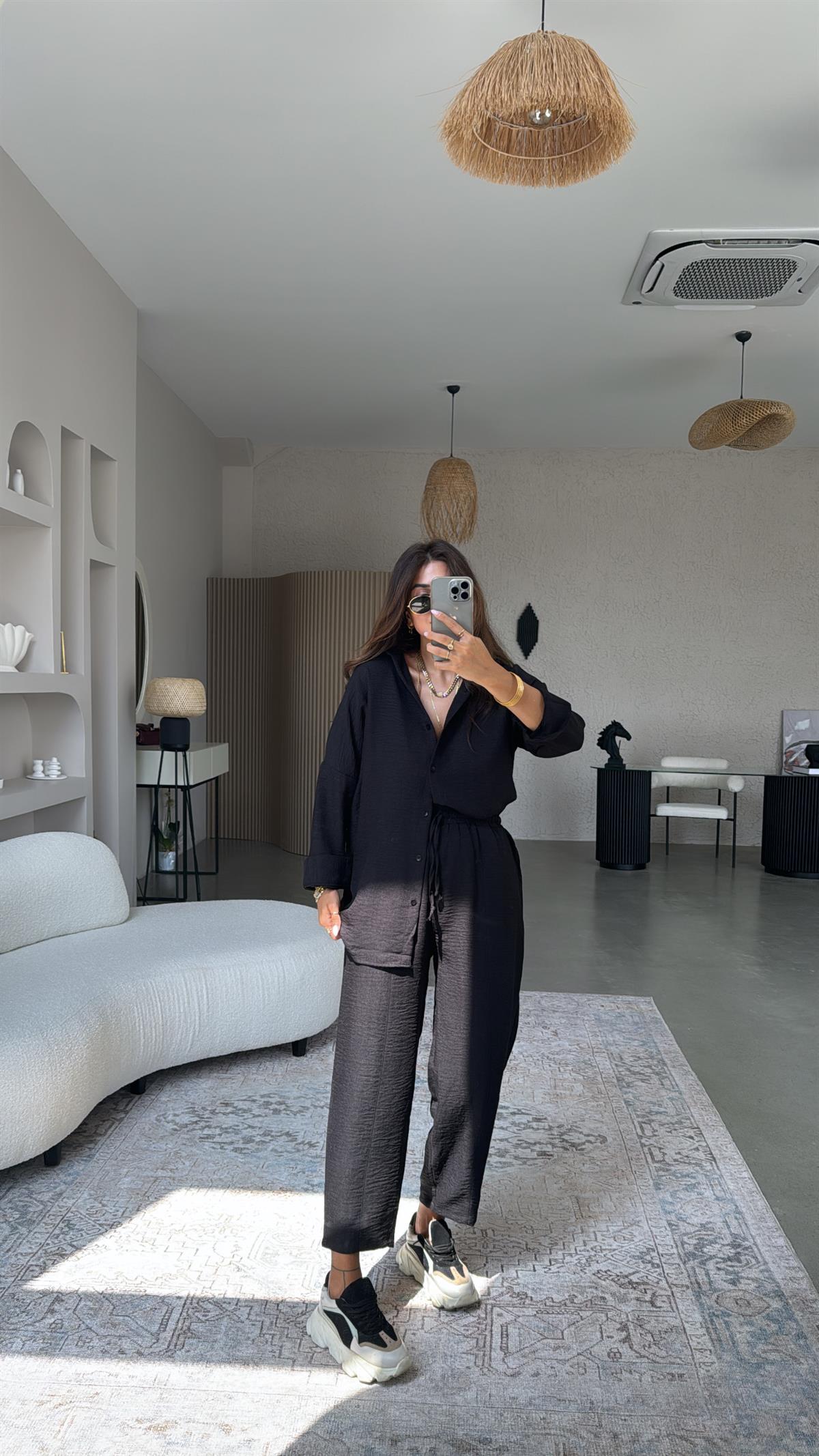 Siyah ZR Gömlek Pantolon Takım