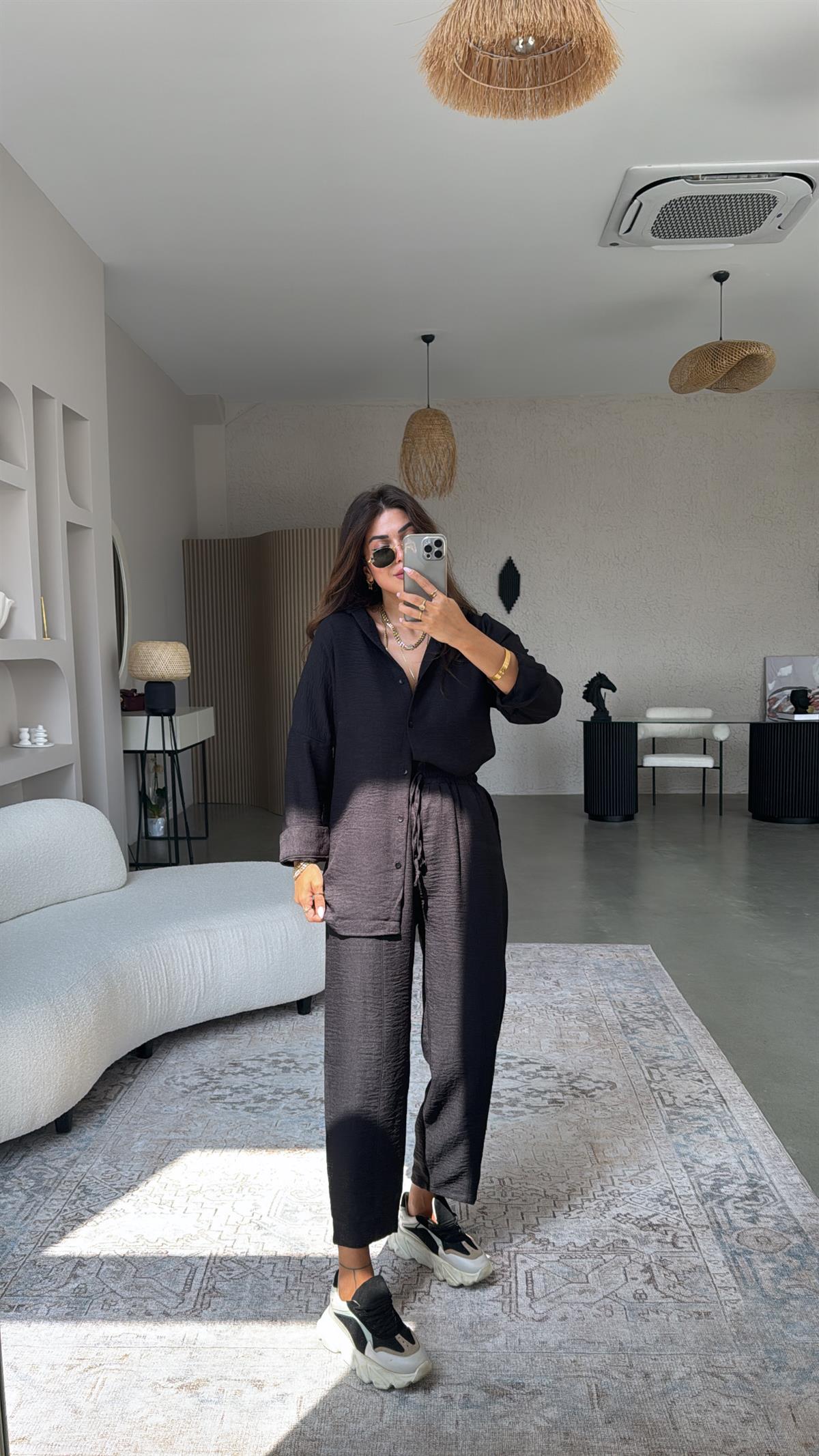 Siyah ZR Gömlek Pantolon Takım