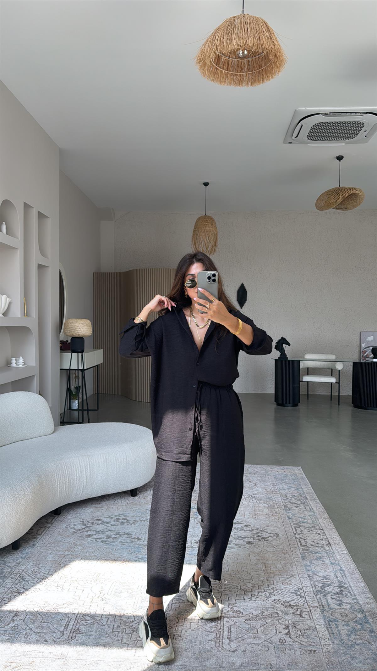 Siyah ZR Gömlek Pantolon Takım