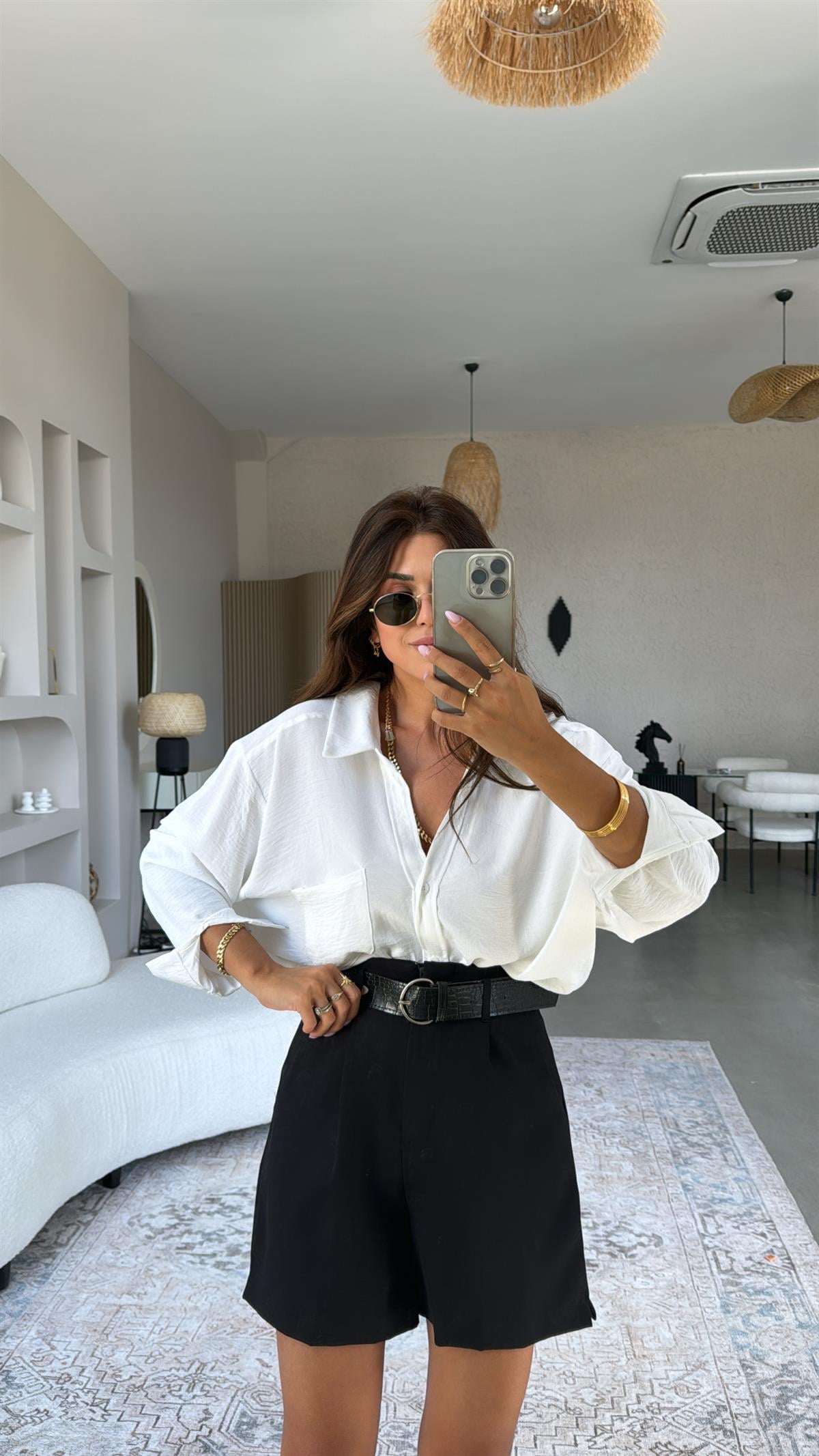 Siyah ZR Kemerli Şort