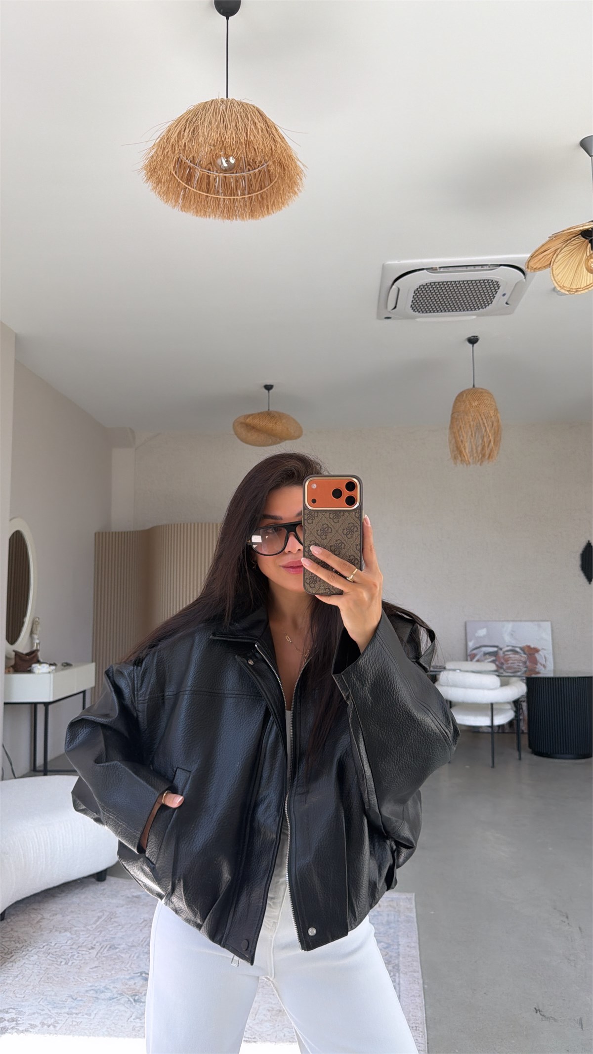 Siyah ZR Model Deri Bomber Premium Ceket