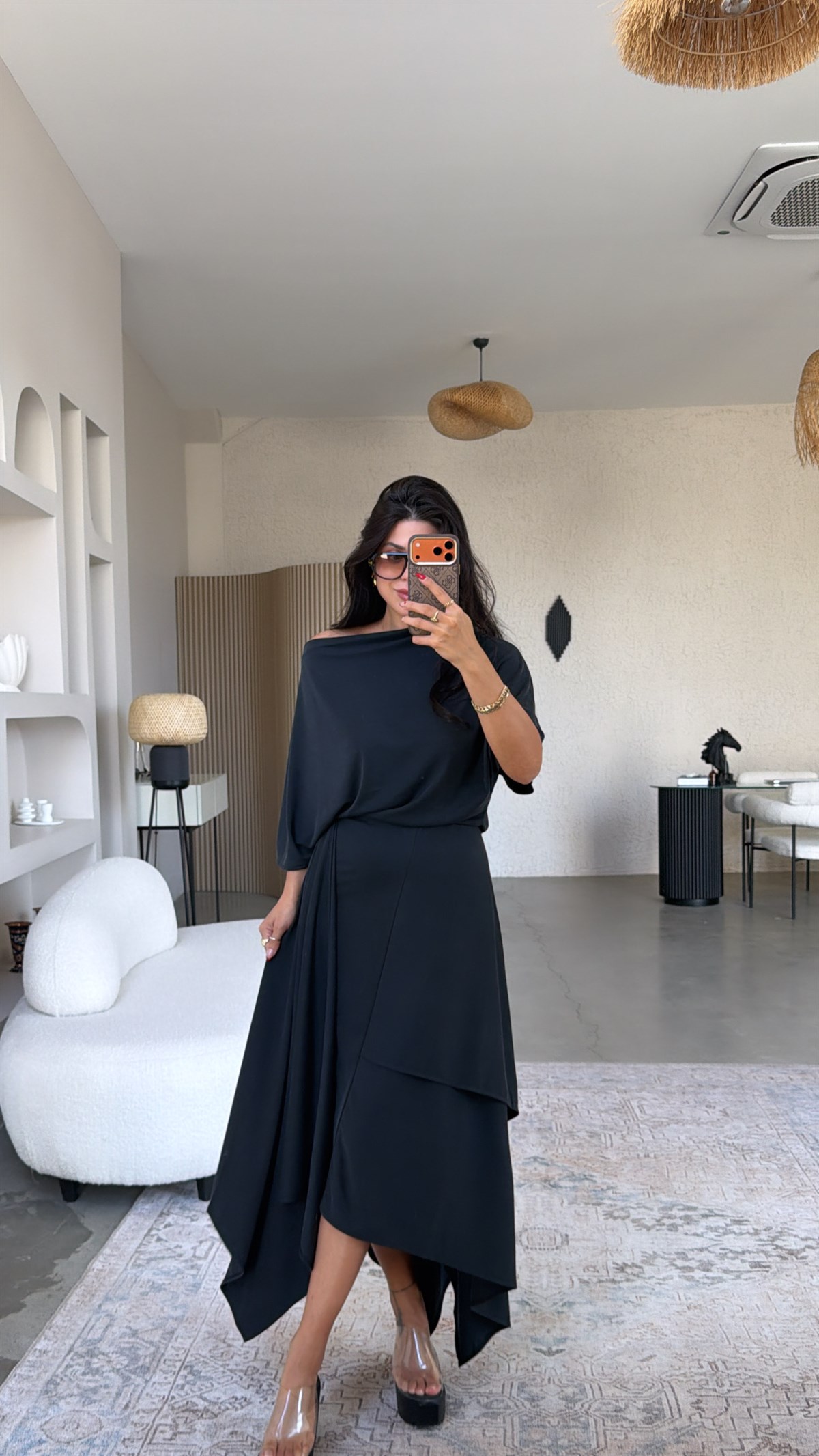 Siyah ZR Model Pike Modal Premium Etek Bluz Takım