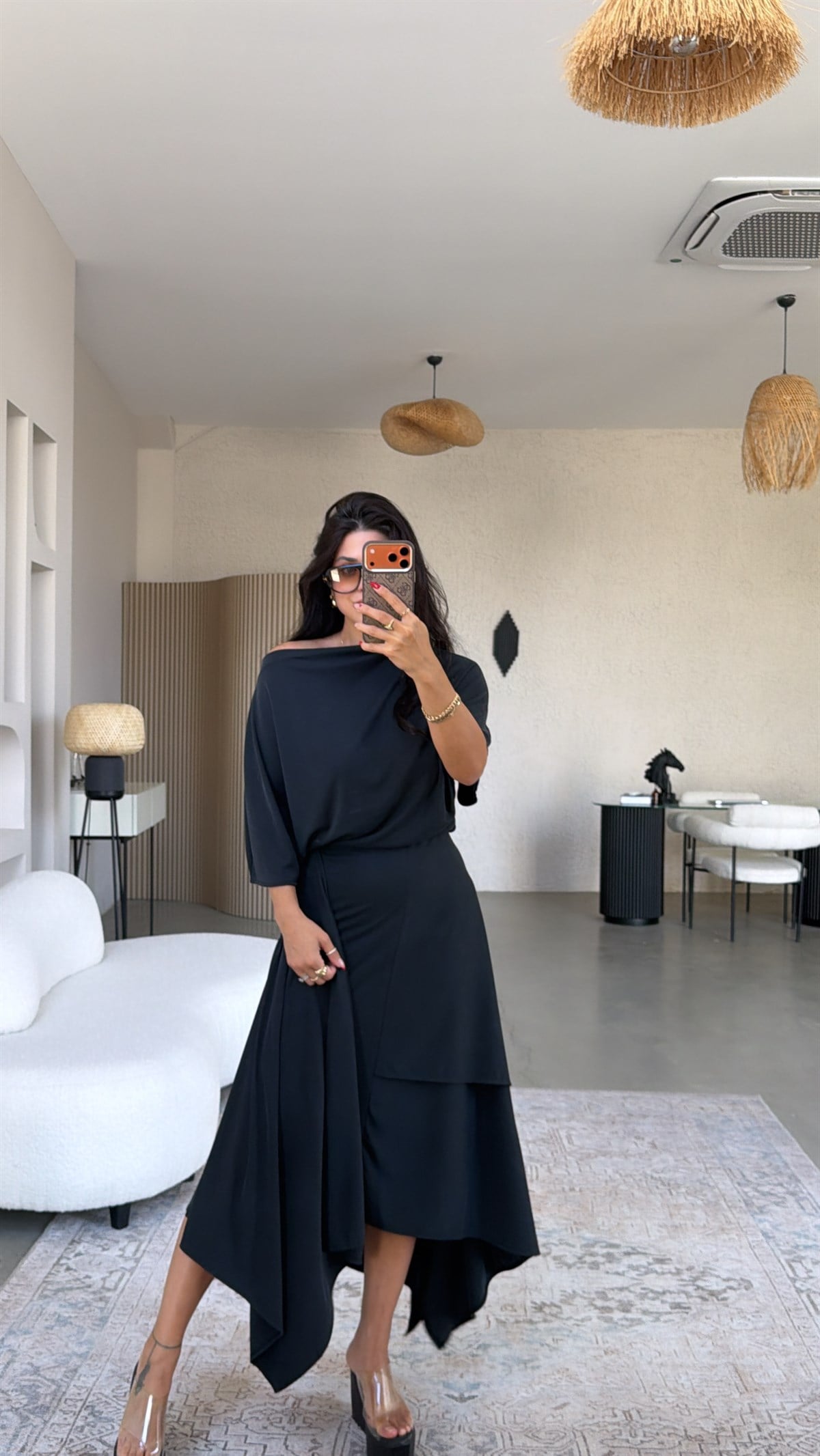 Siyah ZR Model Pike Modal Premium Etek Bluz Takım