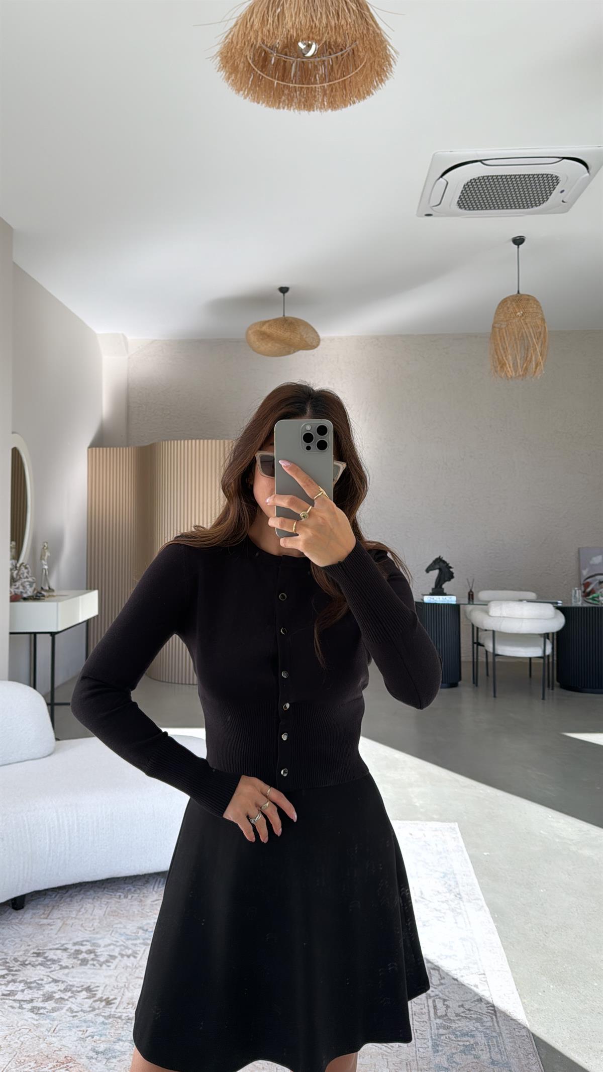 Siyah ZR Orijinal Düğmeli Hırka