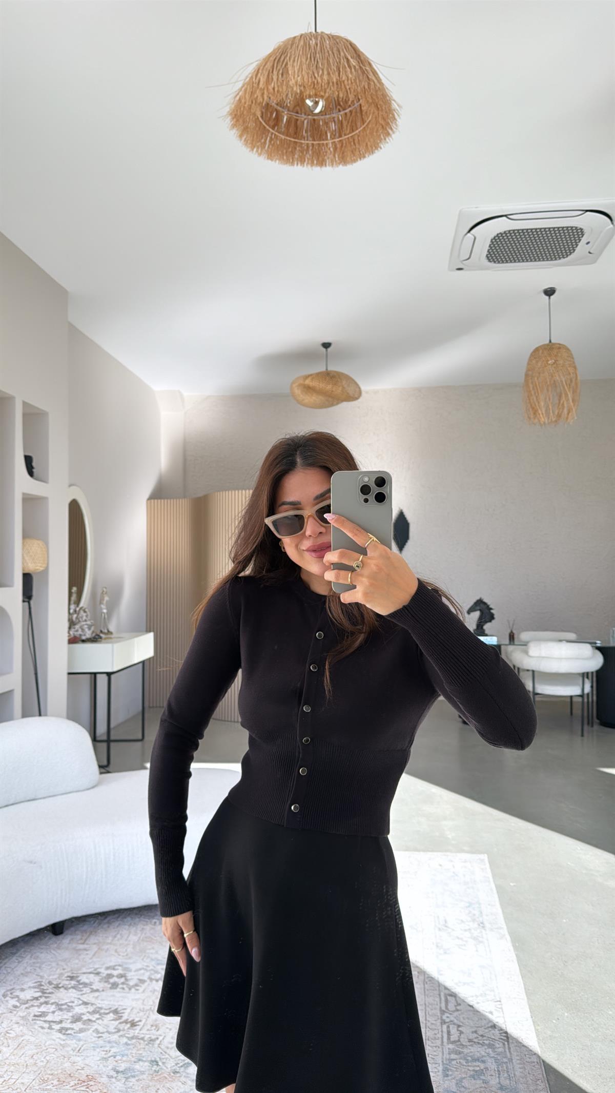 Siyah ZR Orijinal Düğmeli Hırka