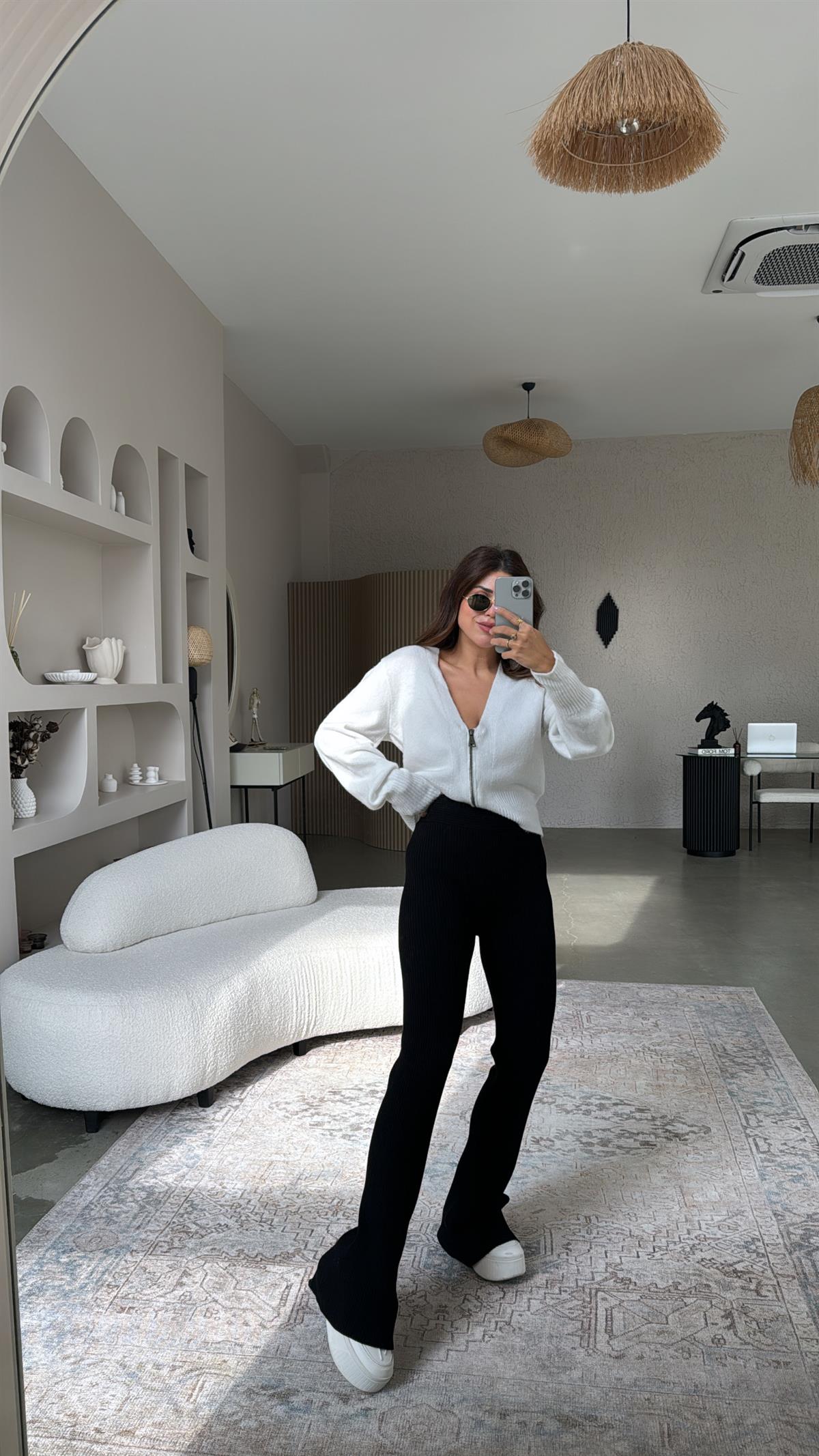 Siyah ZR Triko Beli Katlı Tayt