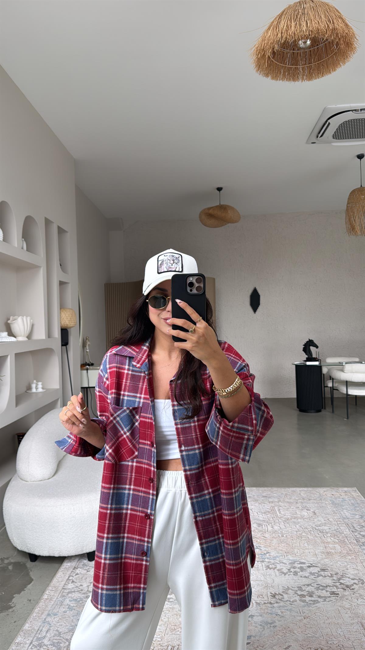 Soft Kırmızı Ekose Pamuklu Gömlek