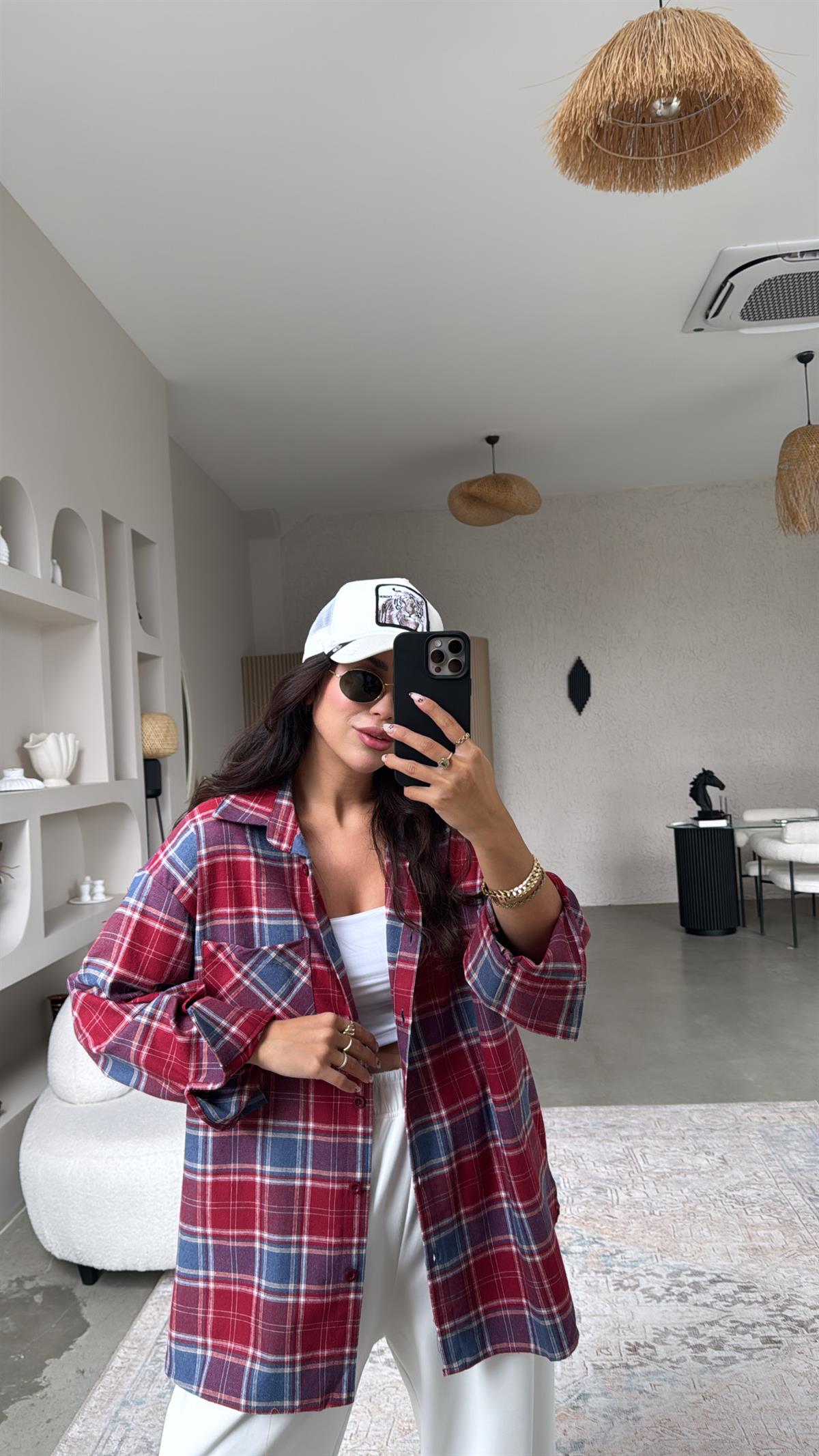 Soft Kırmızı Ekose Pamuklu Gömlek