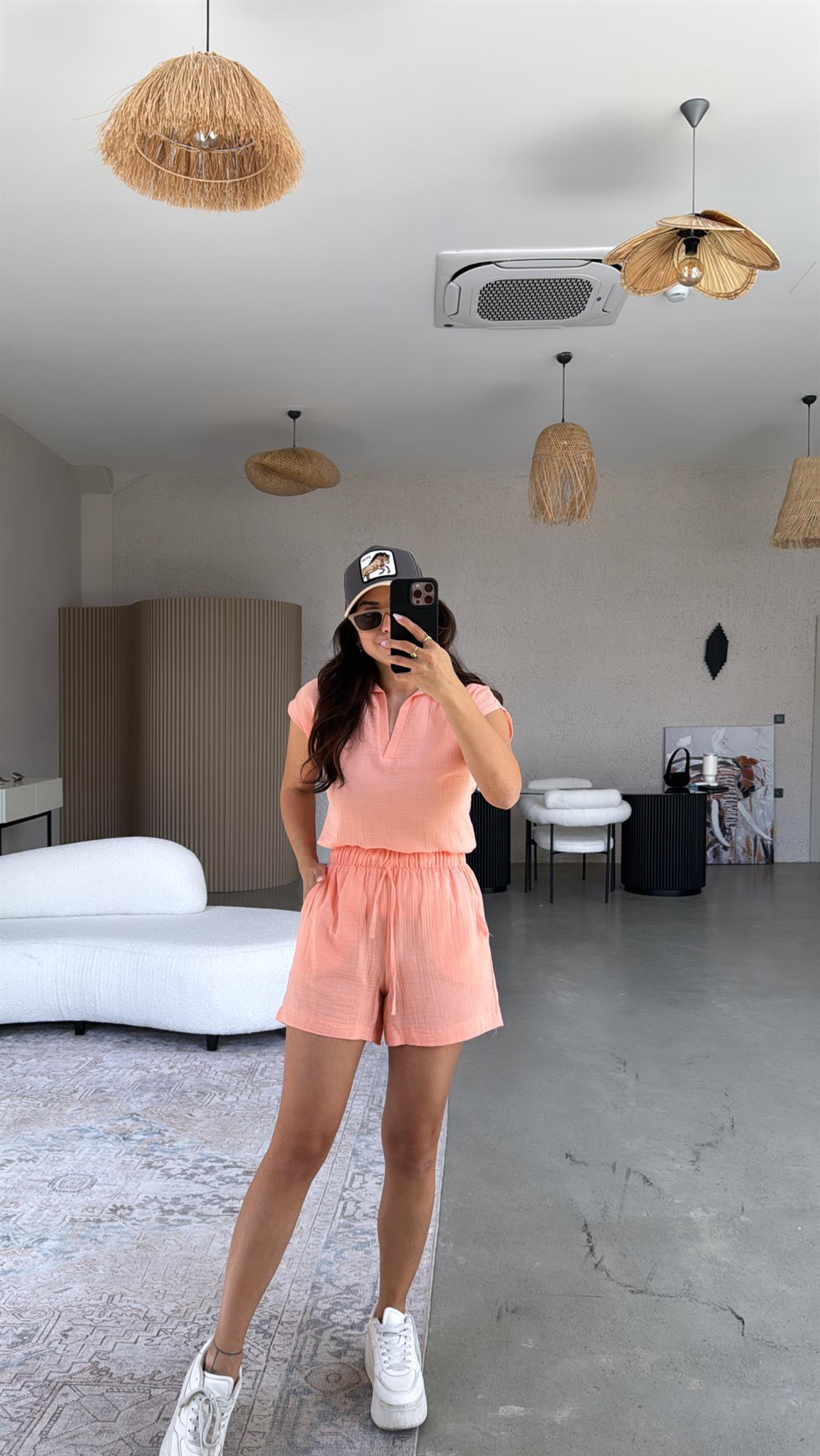 Somon Müslin Şortlu Takım