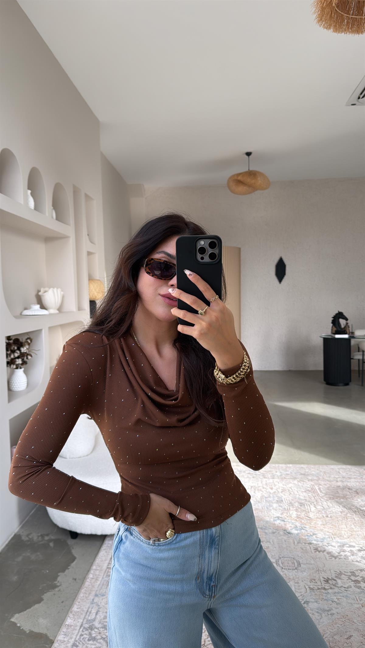 Taba Taşlı Degaje Bluz