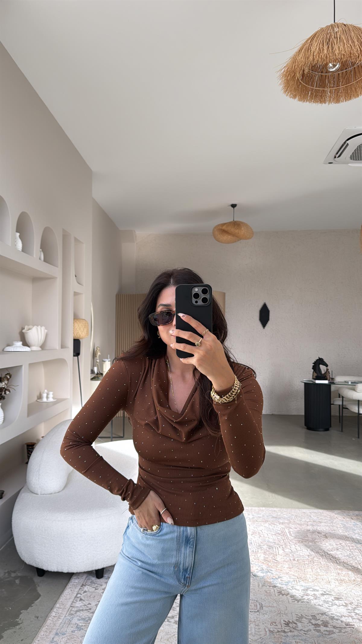 Taba Taşlı Degaje Bluz