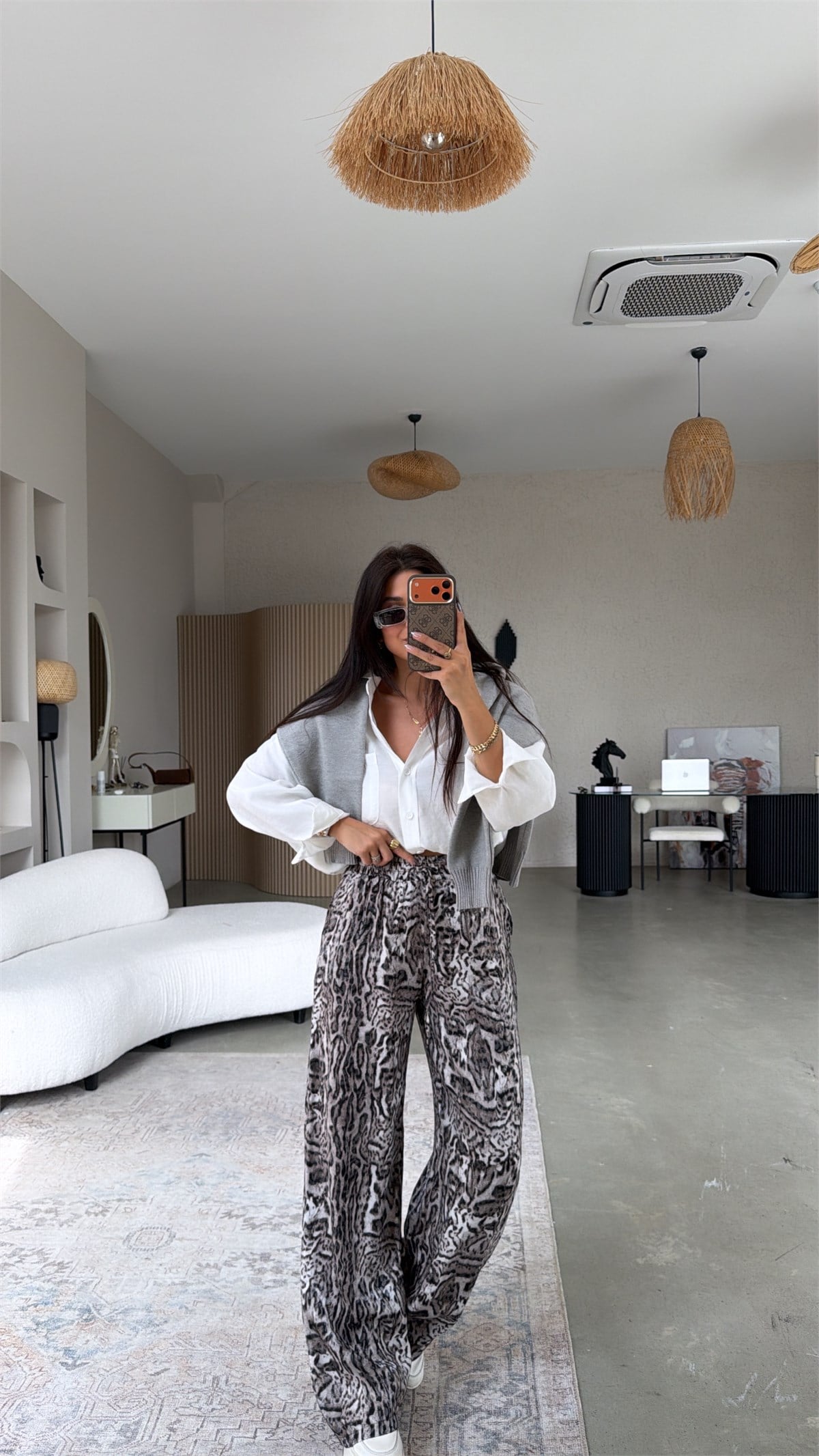 Taş Jakarlı Leoparlı Pantolon