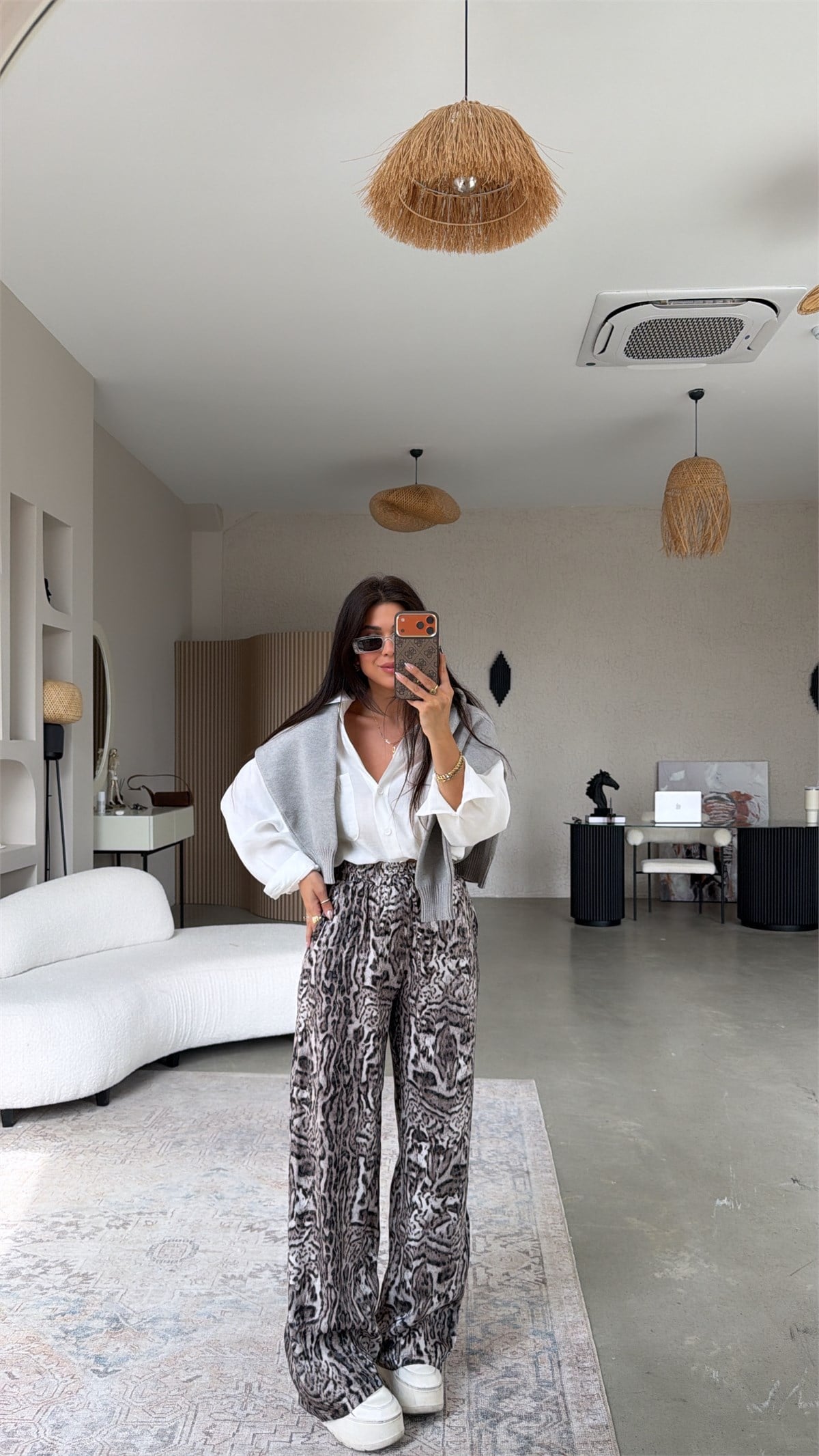 Taş Jakarlı Leoparlı Pantolon
