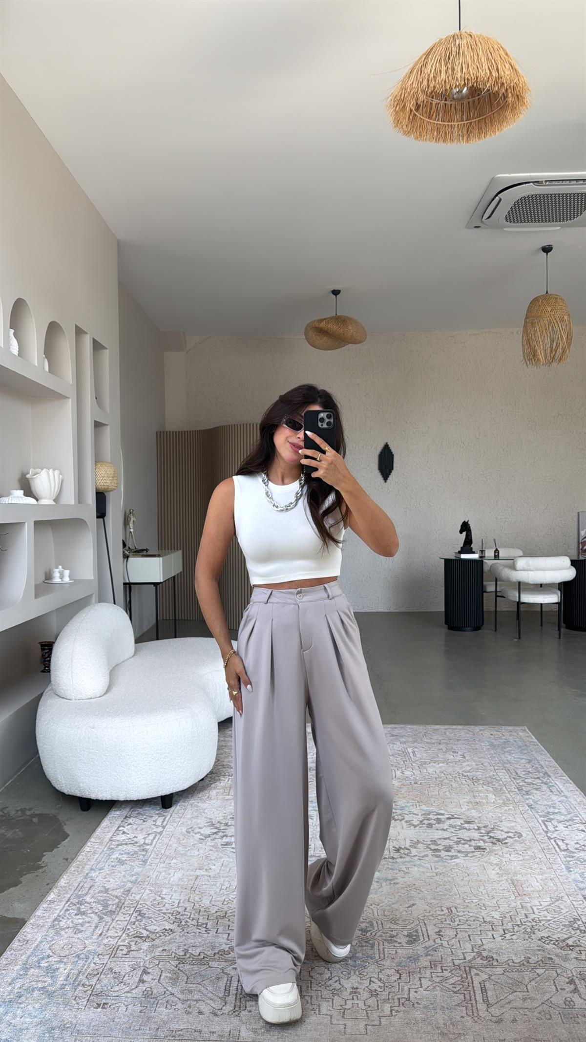 Taş Rengi Modal Relax Pantolon