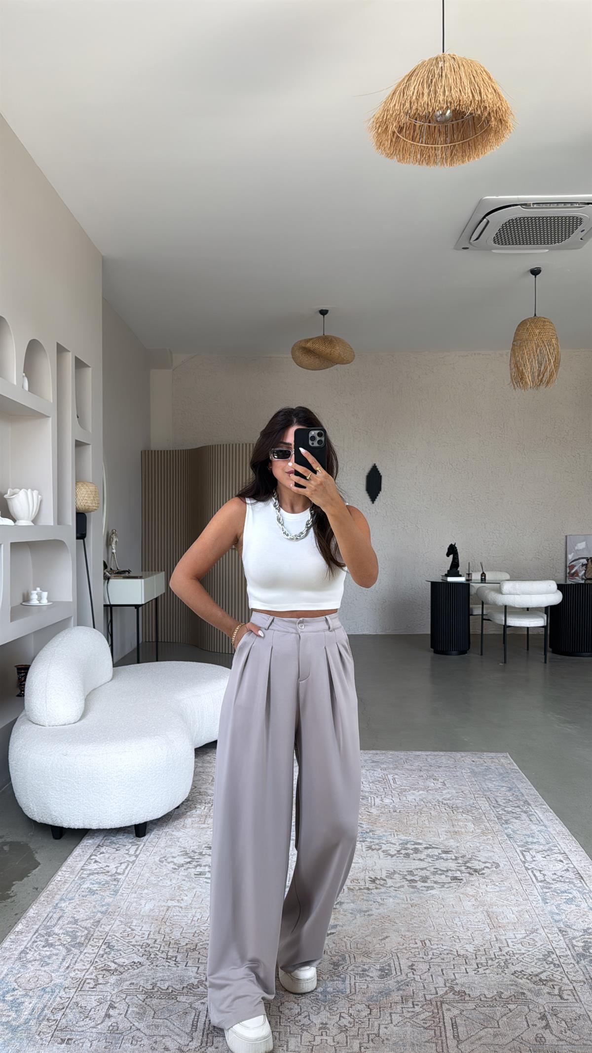 Taş Rengi Modal Relax Pantolon