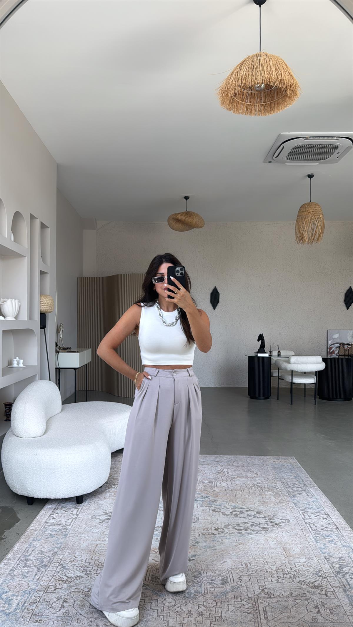 Taş Rengi Modal Relax Pantolon