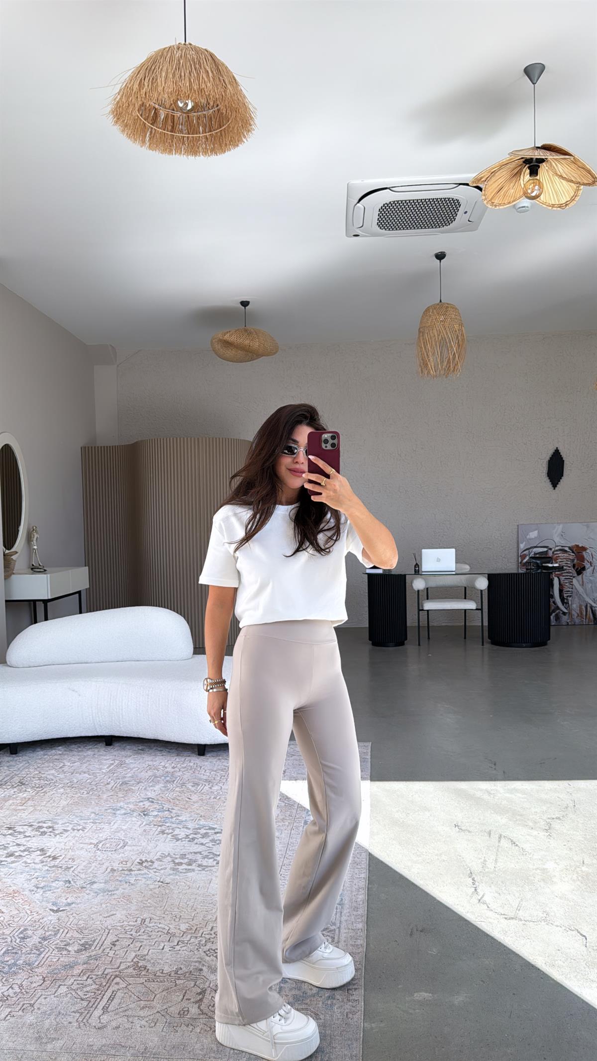 Taş Rengi Oys Tayt Pantolon