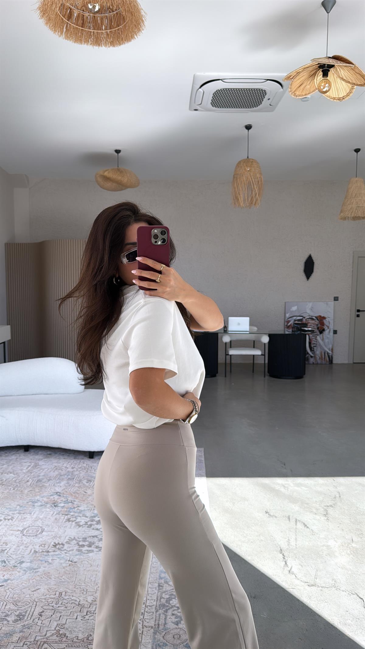 Taş Rengi Oys Tayt Pantolon