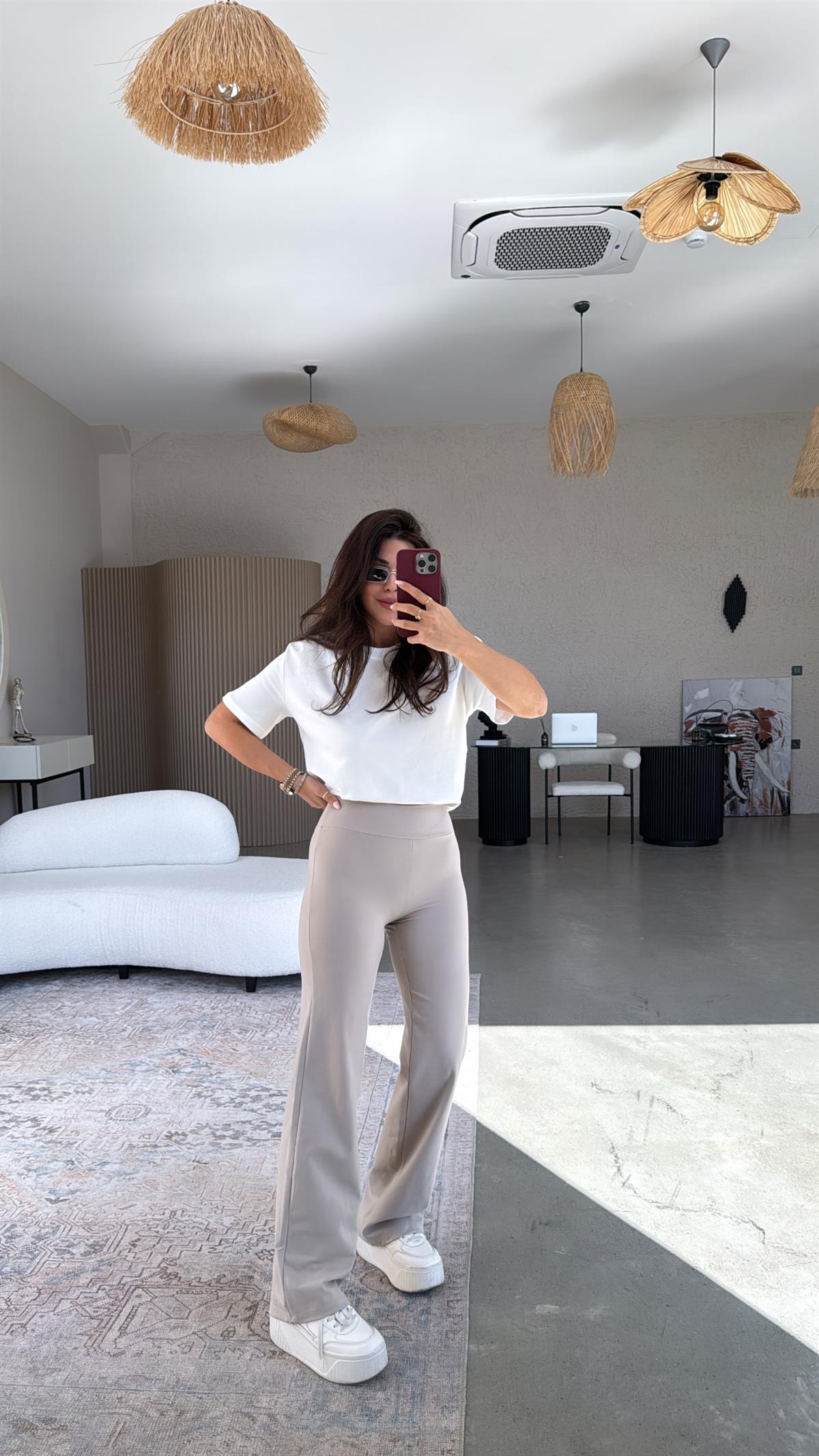 Taş Rengi Oys Tayt Pantolon