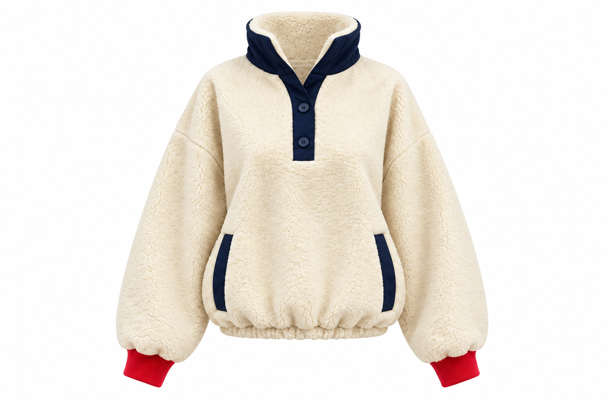 Teddy Yakası Düğmeli Ayıcık Sweatshirt