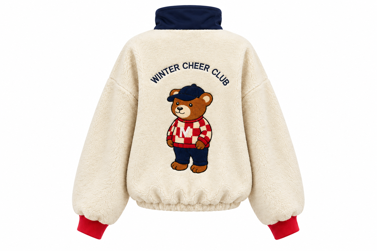 Teddy Yakası Düğmeli Ayıcık Sweatshirt
