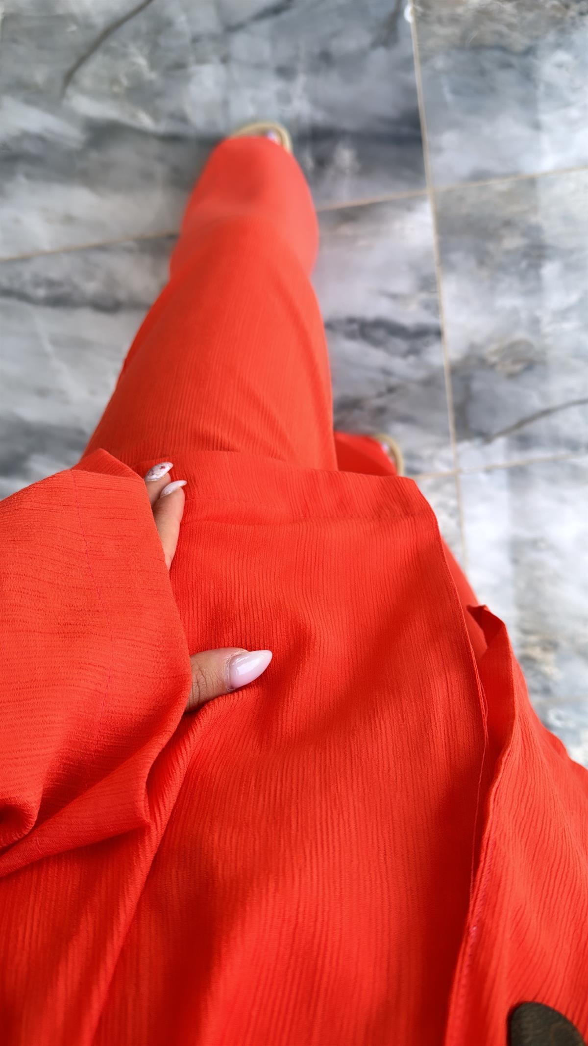 Turuncu Şal Yaka Kimono Takım