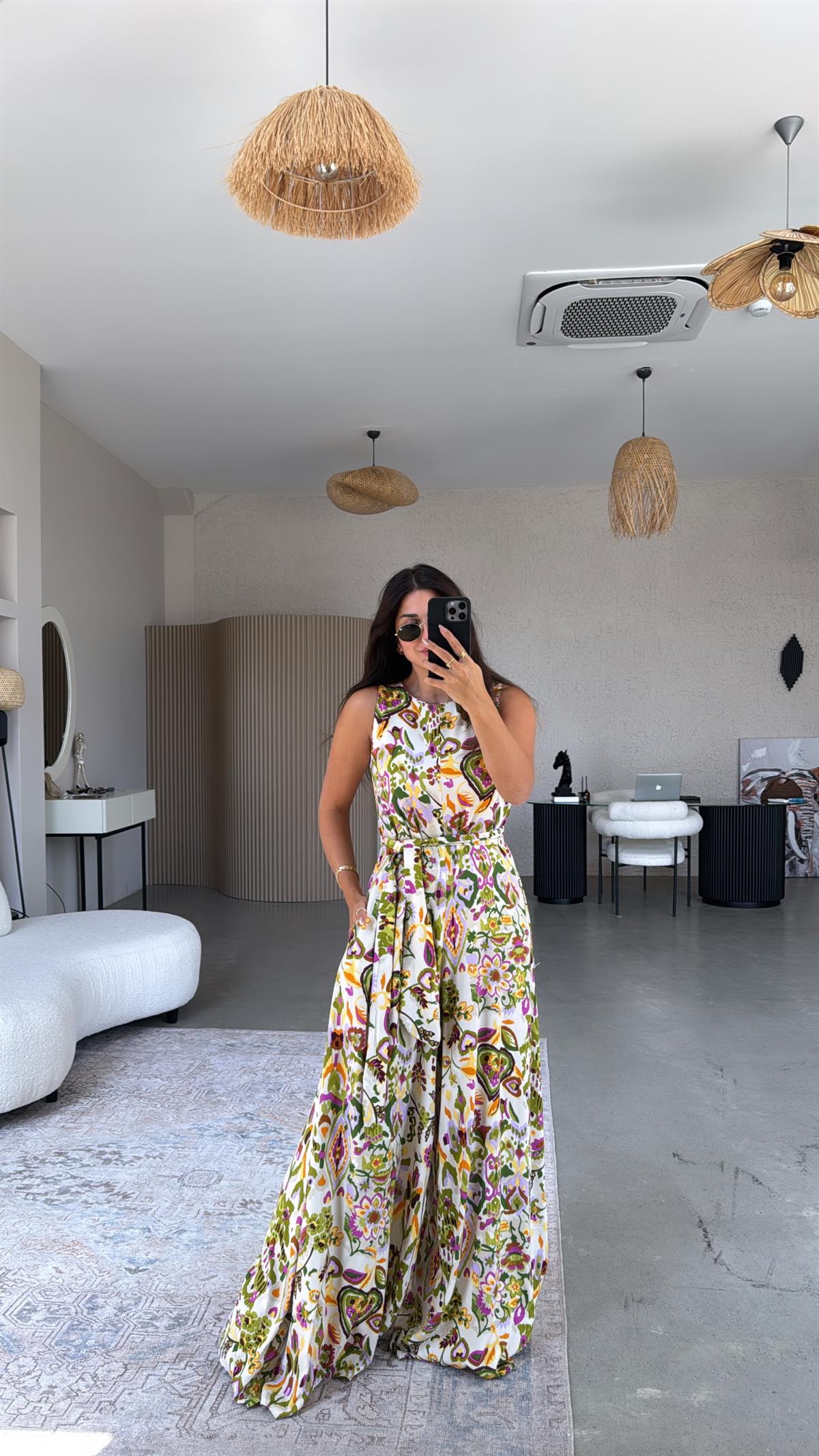 Turunculu Desenli Bol Paça Tulum
