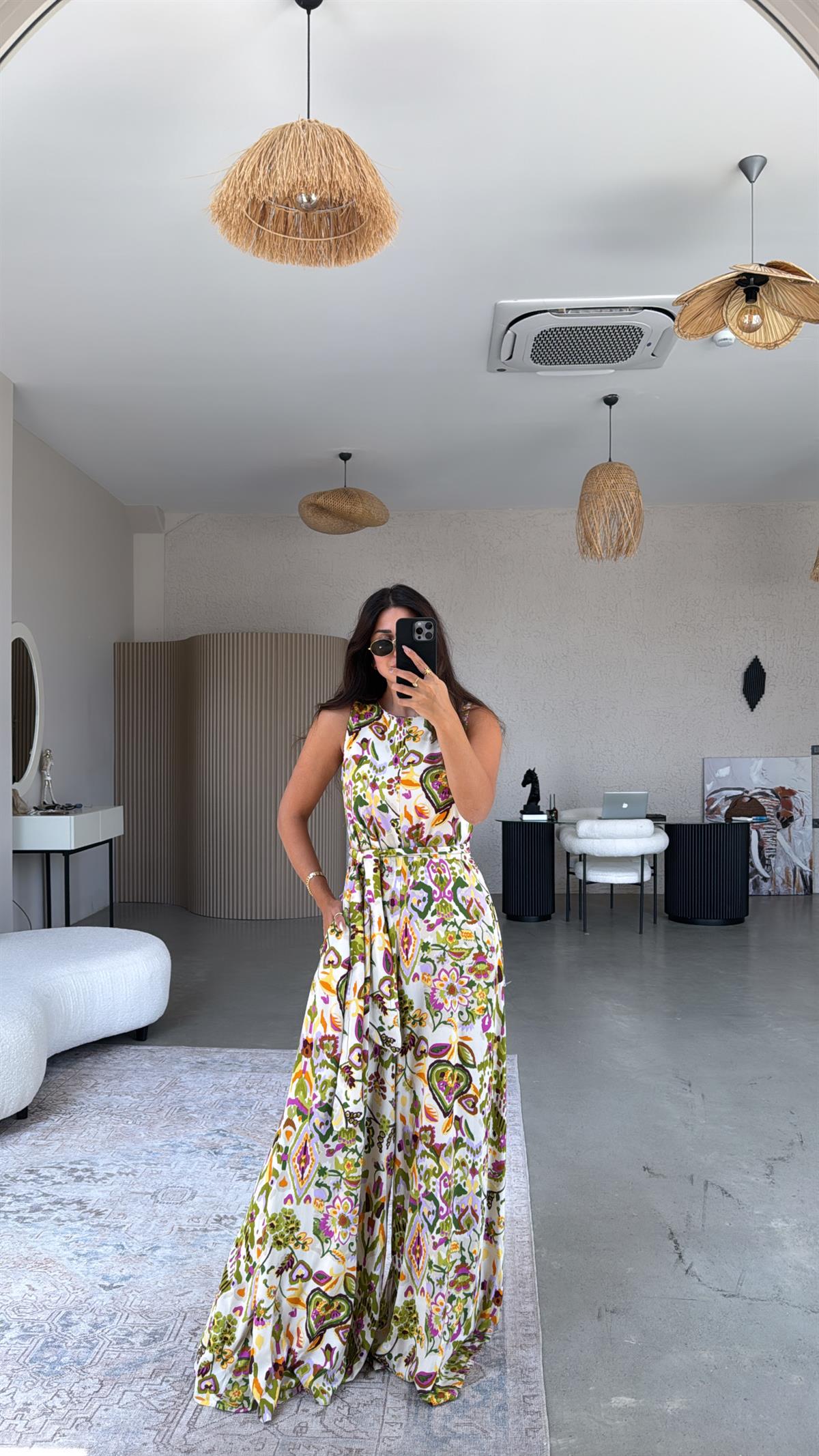 Turunculu Desenli Bol Paça Tulum