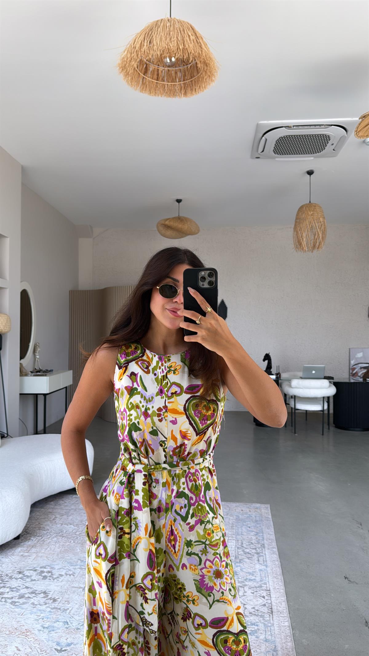 Turunculu Desenli Bol Paça Tulum
