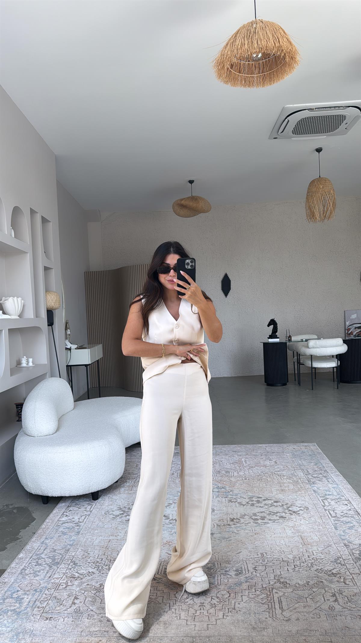 Vanilya Kumaş Pantolon ve Yelek Takım