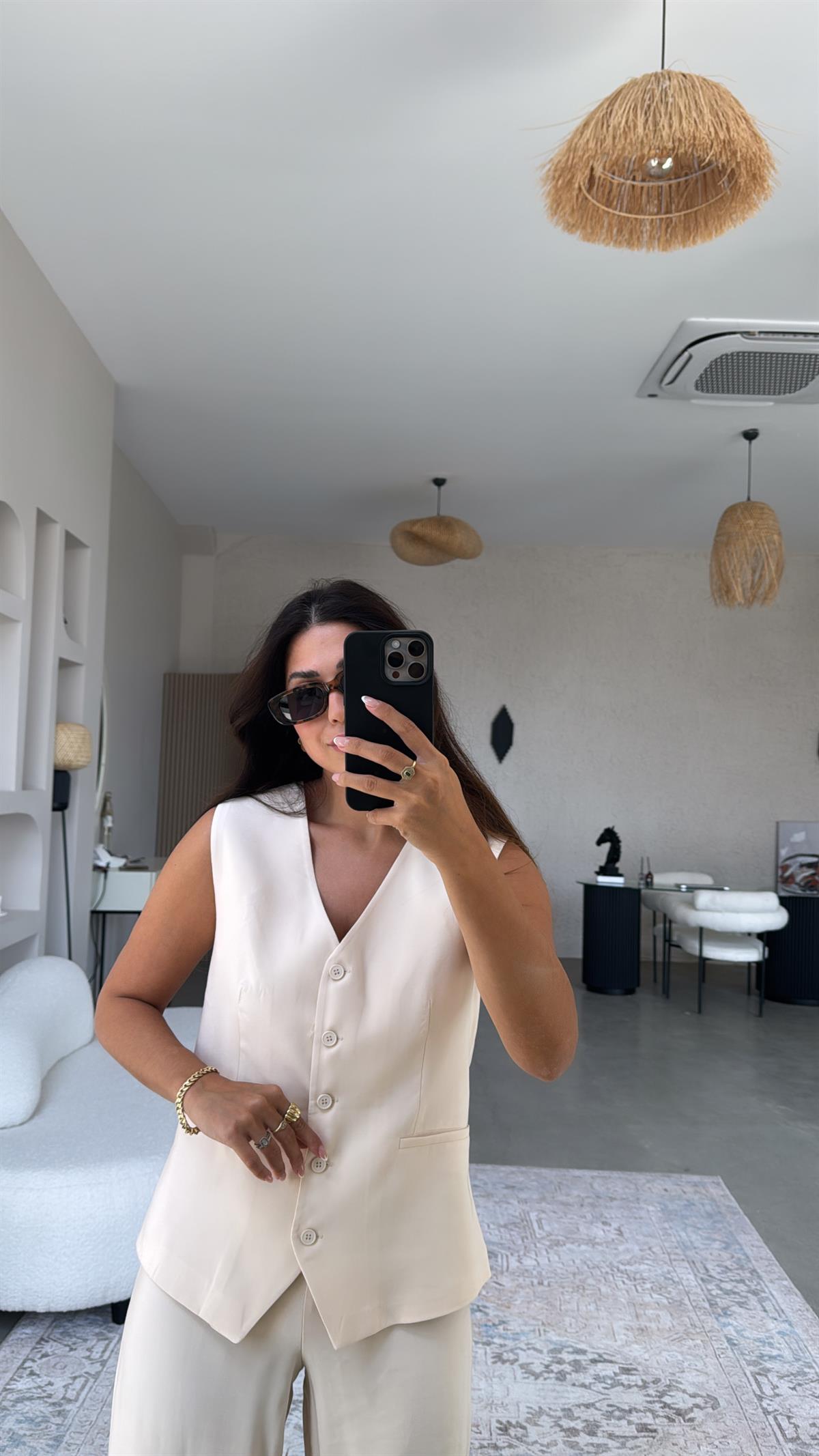 Vanilya Kumaş Pantolon ve Yelek Takım