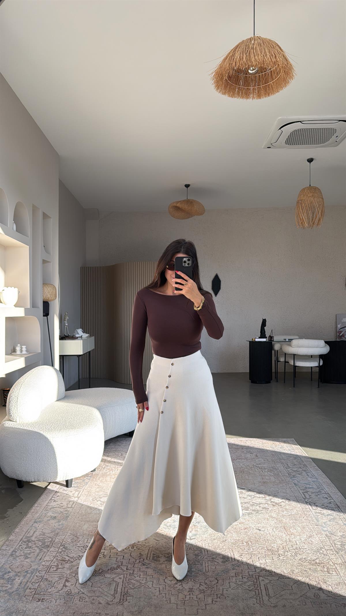 Vanilya Selanik ZR Model Düğmeli Etek