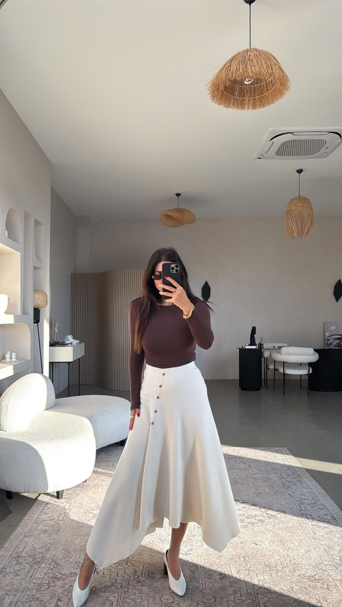 Vanilya Selanik ZR Model Düğmeli Etek