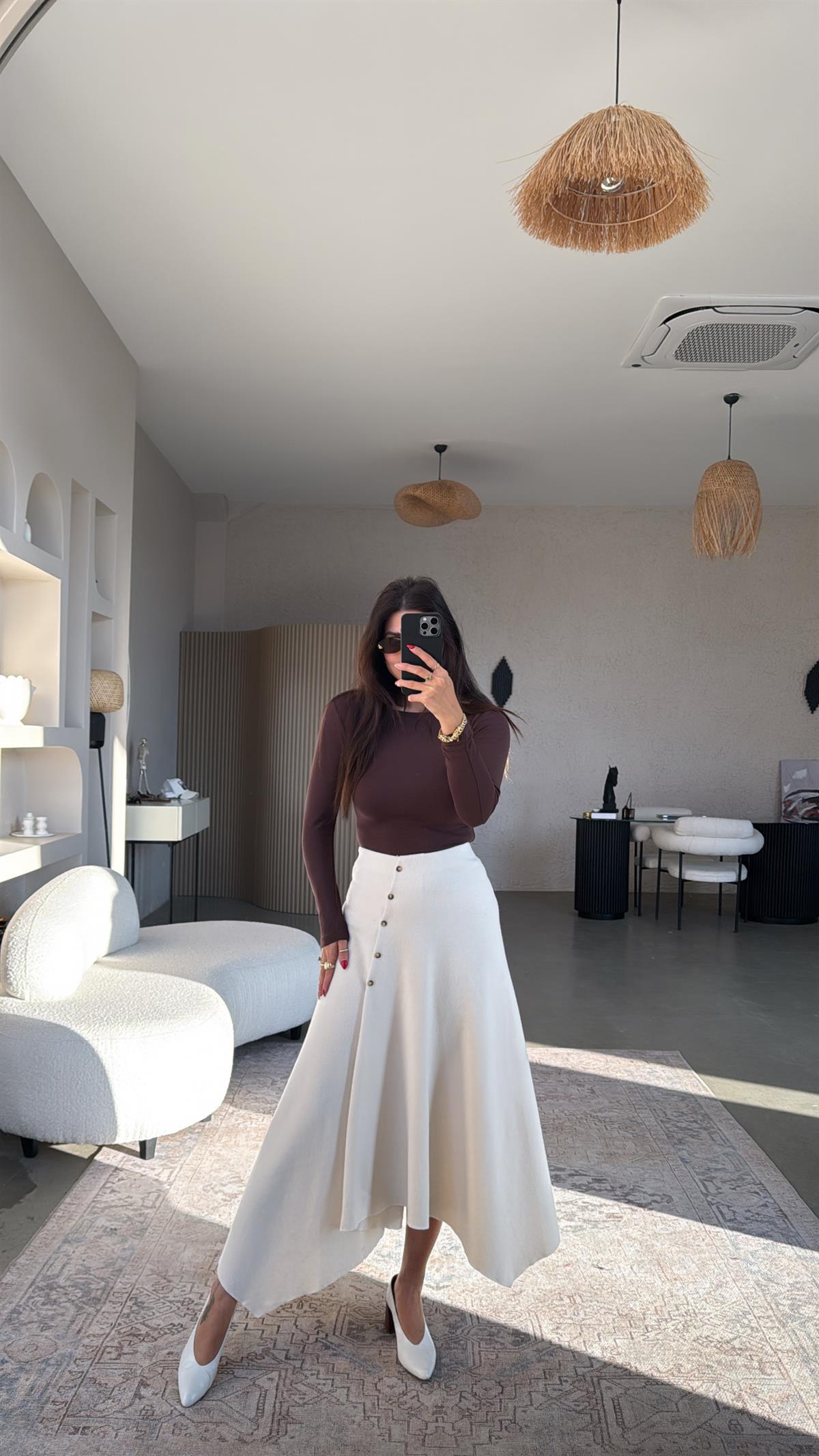 Vanilya Selanik ZR Model Düğmeli Etek