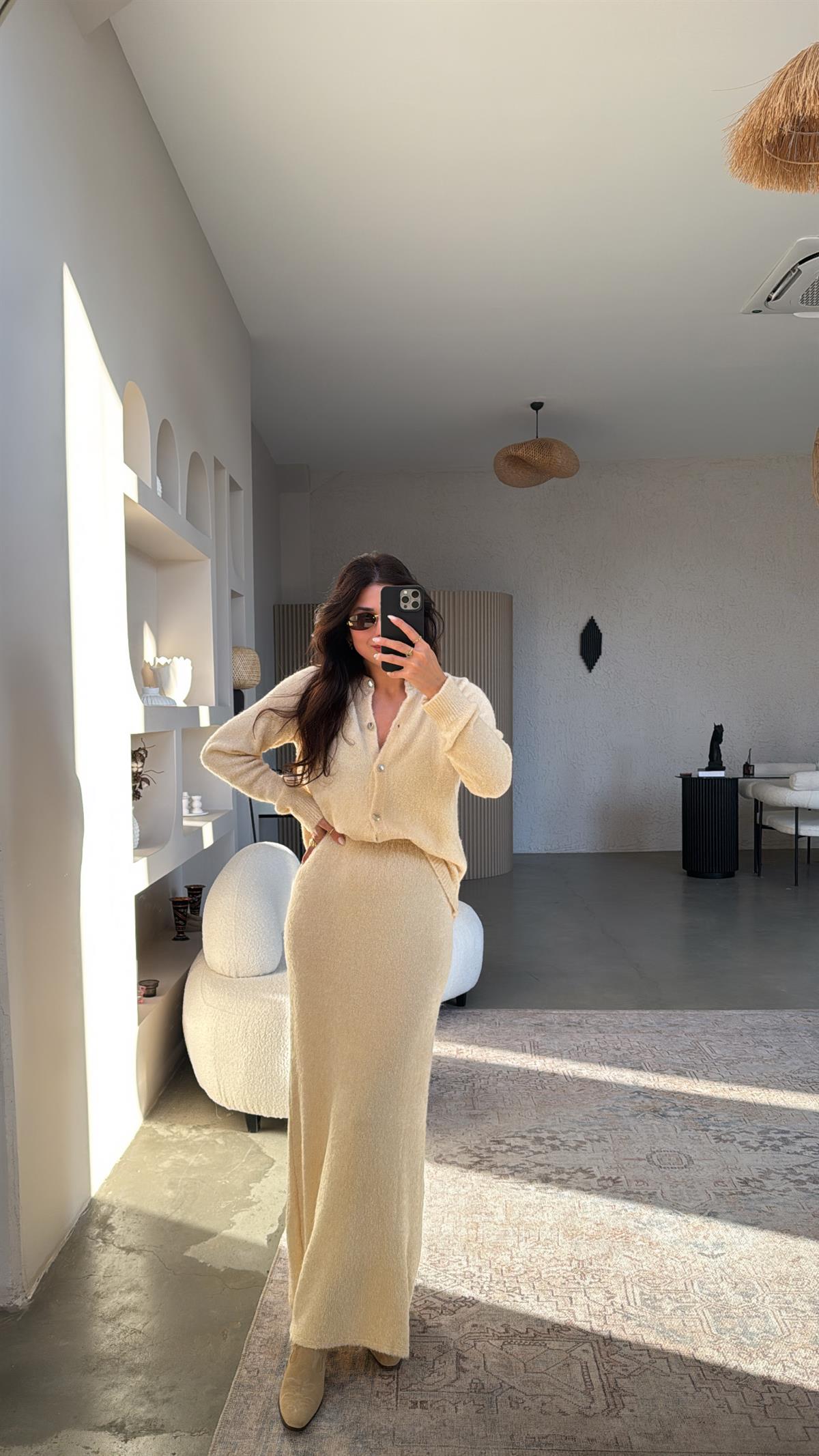 Vanilya Yumoş Hırka Maxi Etek Takım