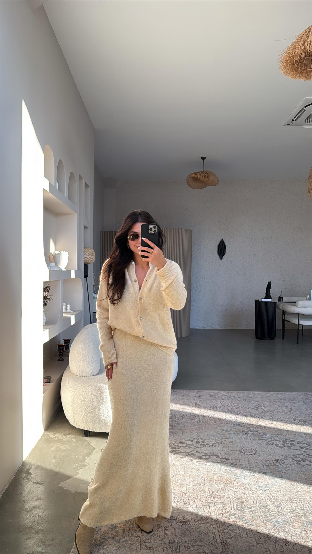 Vanilya Yumoş Hırka Maxi Etek Takım